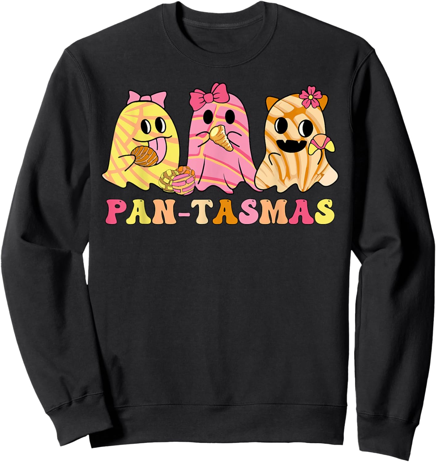 Pantasmas Mexican Spooky Halloween Ghost Conchas Pan-tasmas Sweatshirt - Sweatshirt | Black