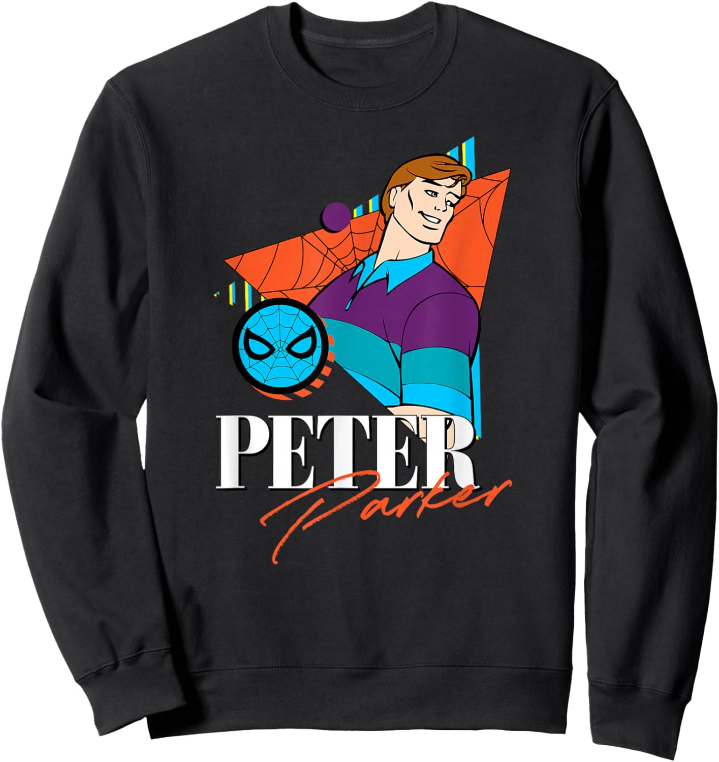 Marvel Spider-Man Retro ’90s Couples Matching Peter Parker Sweatshirt - Sweatshirt | Black