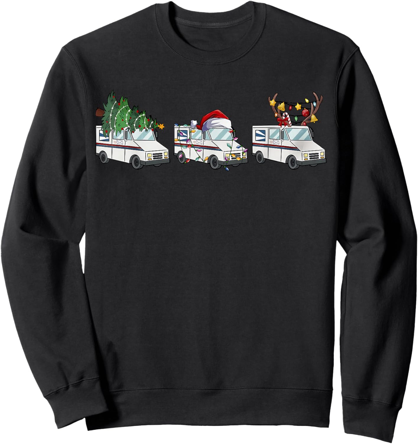 Post Office Truck Christmas Postal Worker Xmas Mail Truck Sweatshirt - Sweatshirt | Black