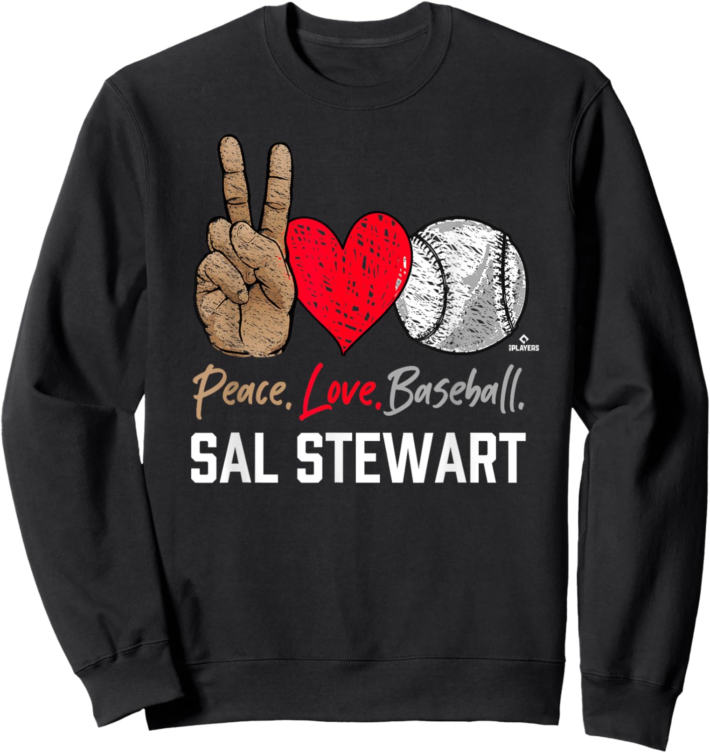 Peace Love Sal Stewart Prospect Baseball Fan Gear Sweatshirt - Sweatshirt | Black