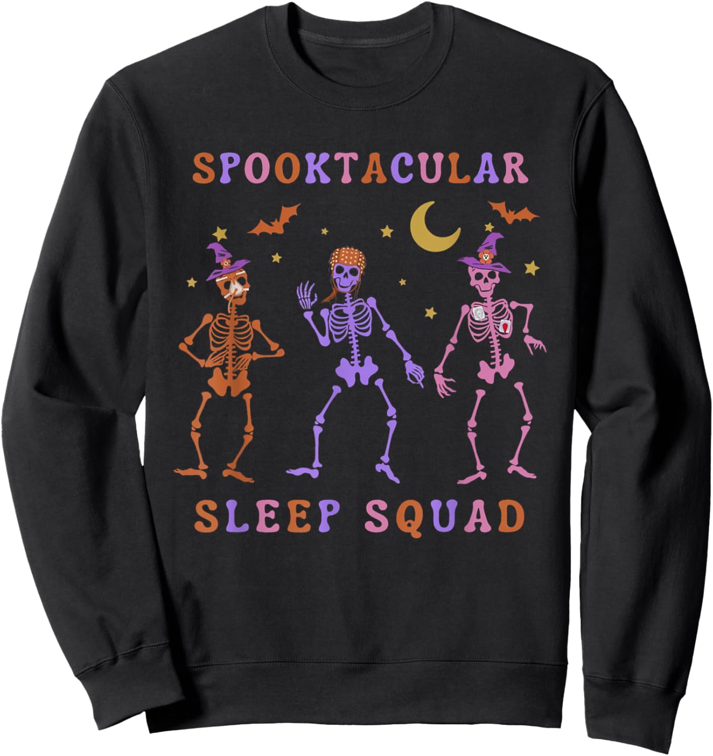 Polysomnographic Tech Halloween Skeleton Sleep Tech Squad Sweatshirt - Sweatshirt | Black
