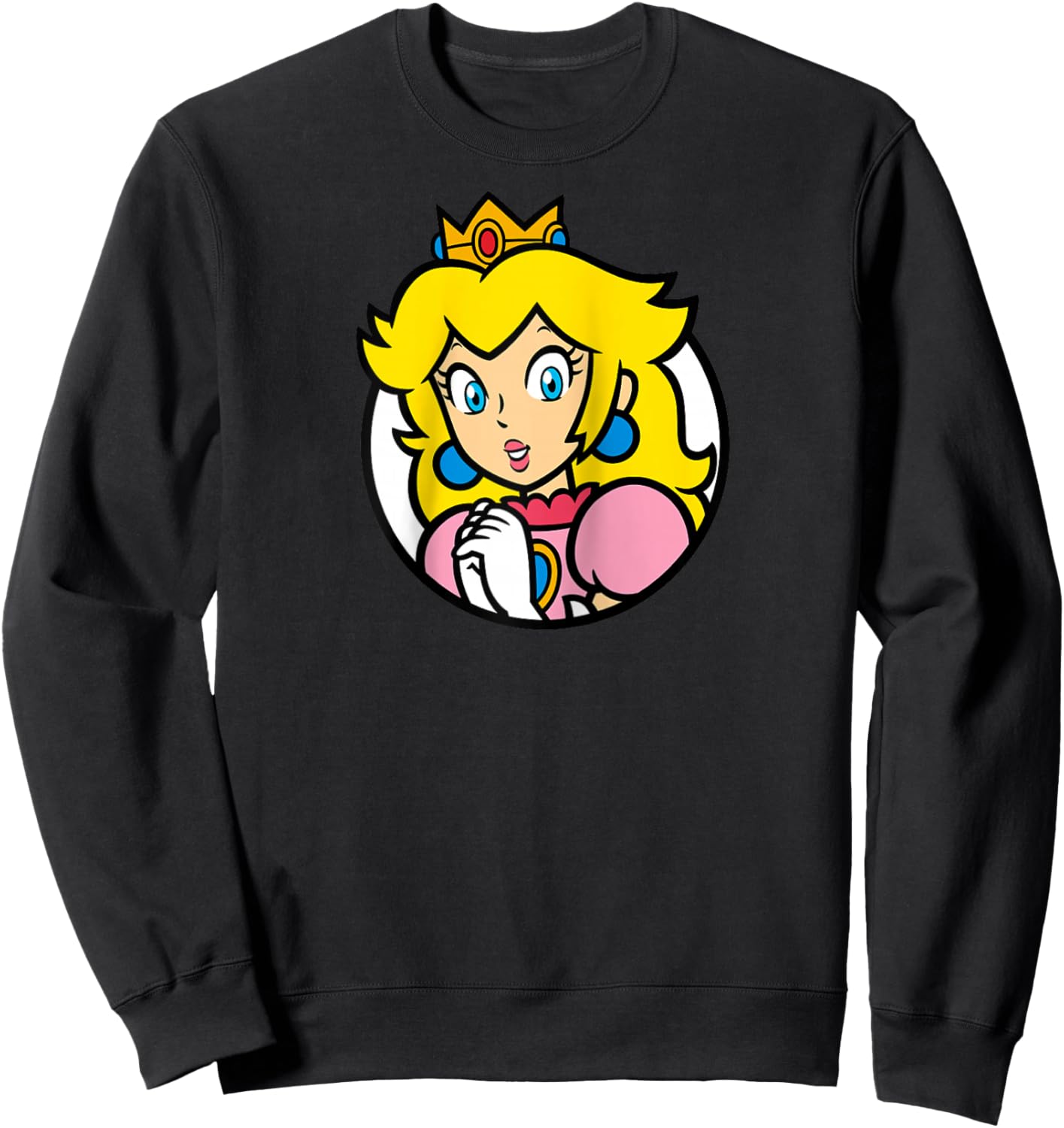 Super Mario Bros Princess Peach Nintendo Portrait Raglan Baseball Sweatshirt - Sweatshirt | Black