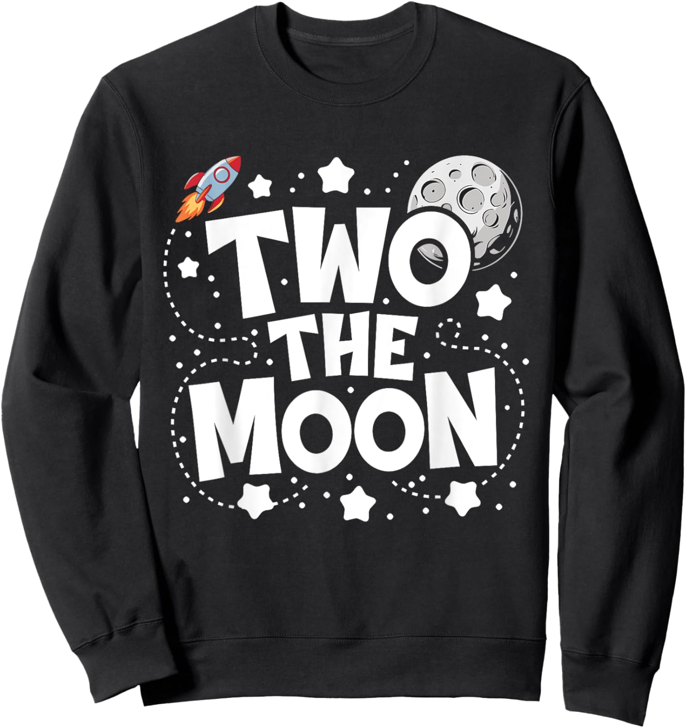 Two The Moon 2nd Birthday Girl Boy 2 Year Old Toddler Sweatshirt - Sweatshirt | Black