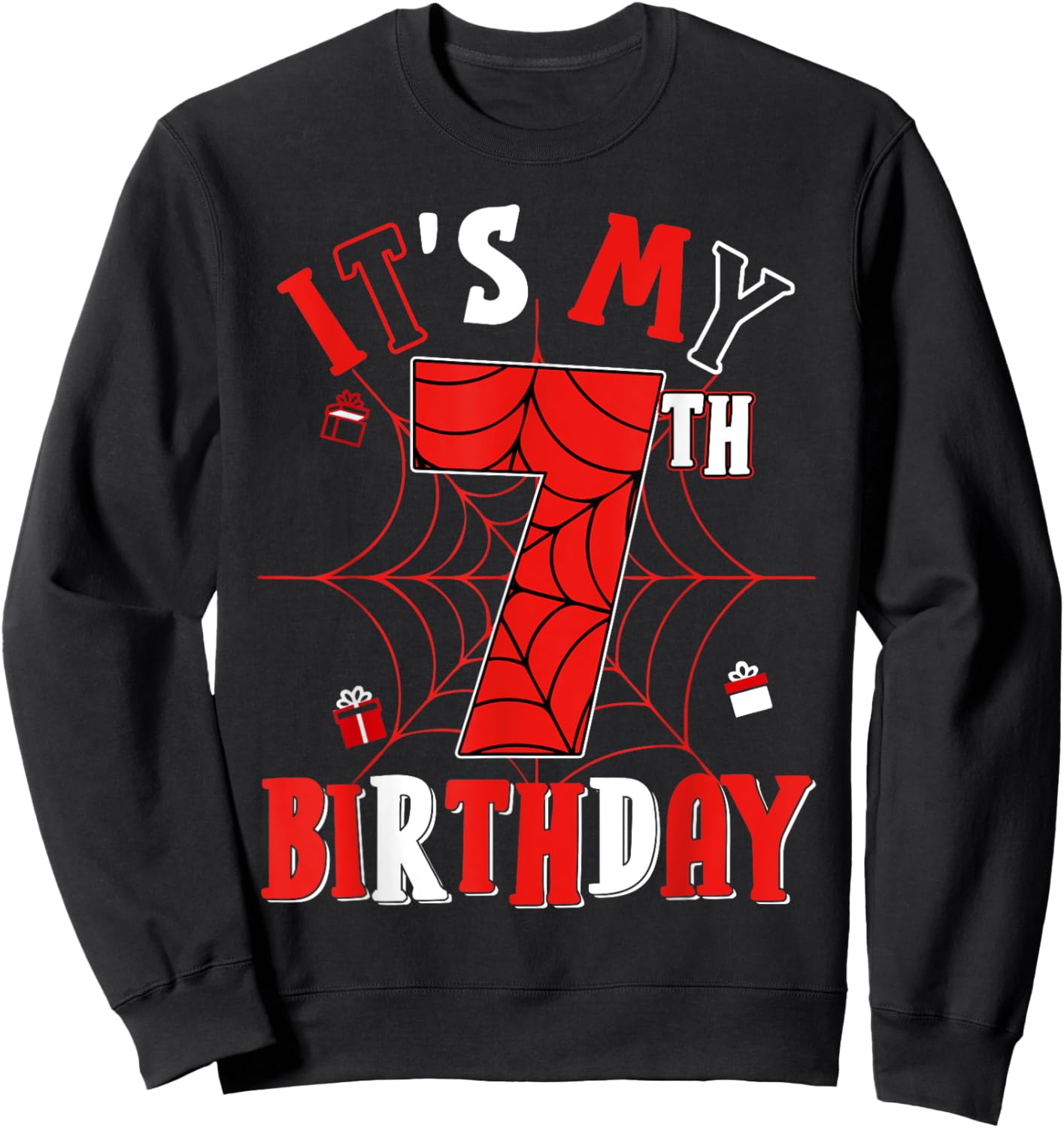 Birthday Party Spider Web Costume It's My 7th Birthday Sweatshirt - Sweatshirt | Black