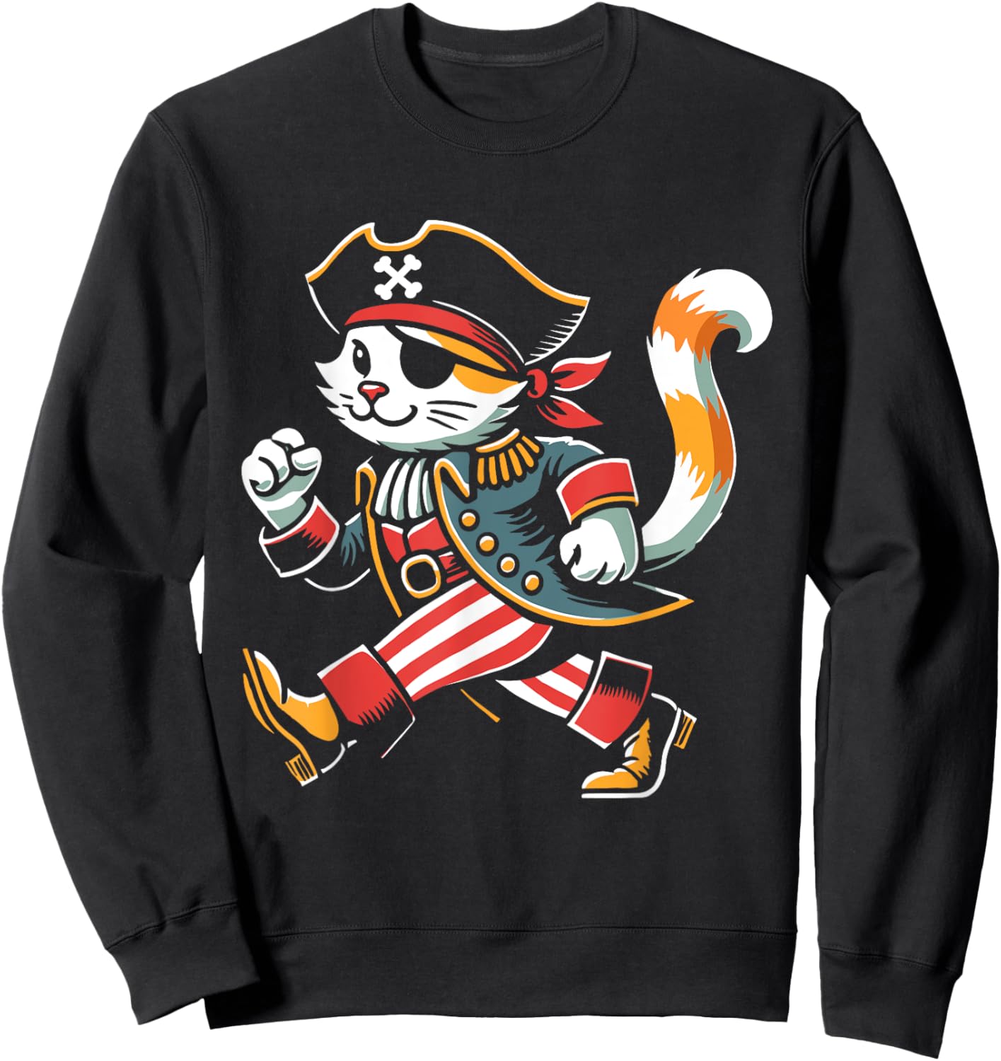 Retro Cat Pirate Captain Costume Kids Boys Sweatshirt - Sweatshirt | Black