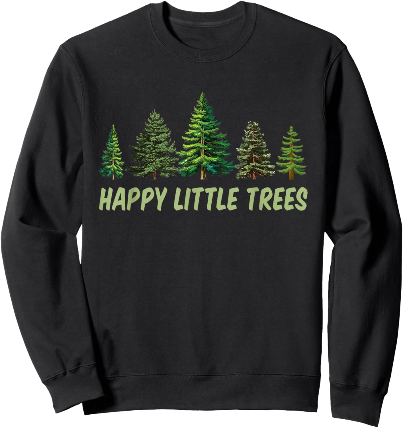 Happy Little Trees Vintage Camping Sweatshirt - Sweatshirt | Black