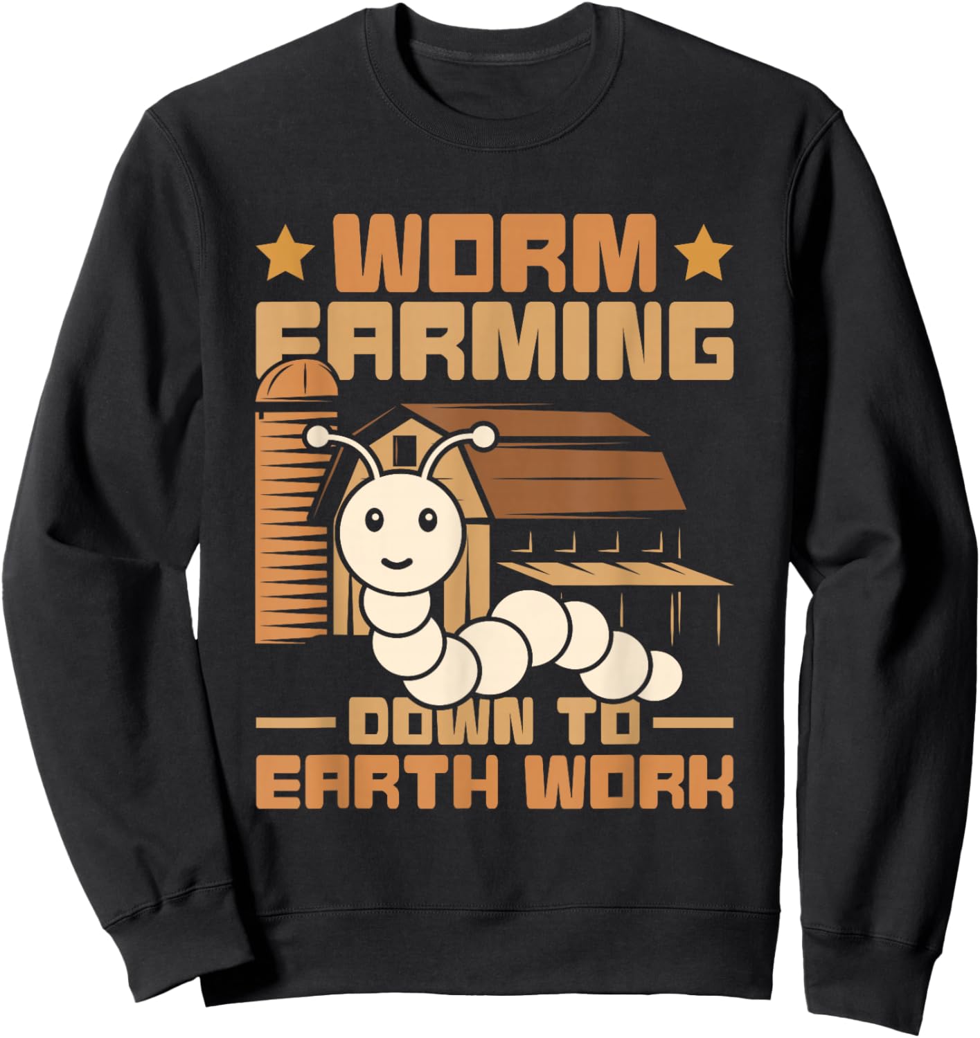 Down To Earth Work- Worm Farming Worm Farmer Sweatshirt - Sweatshirt | Black