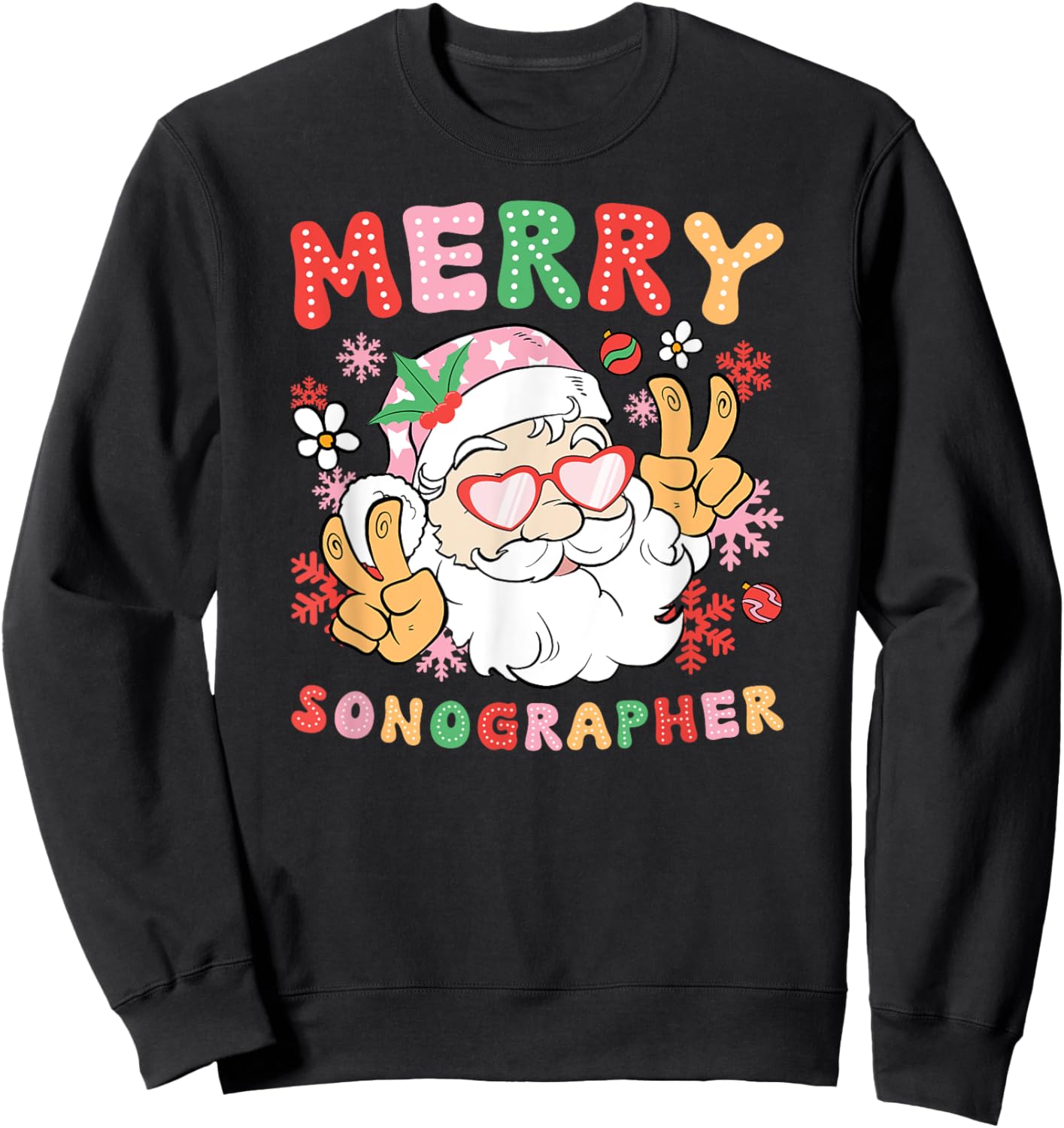 Merry Sonographer Christmas Sonography Xmas Party Sweatshirt - Sweatshirt | Black