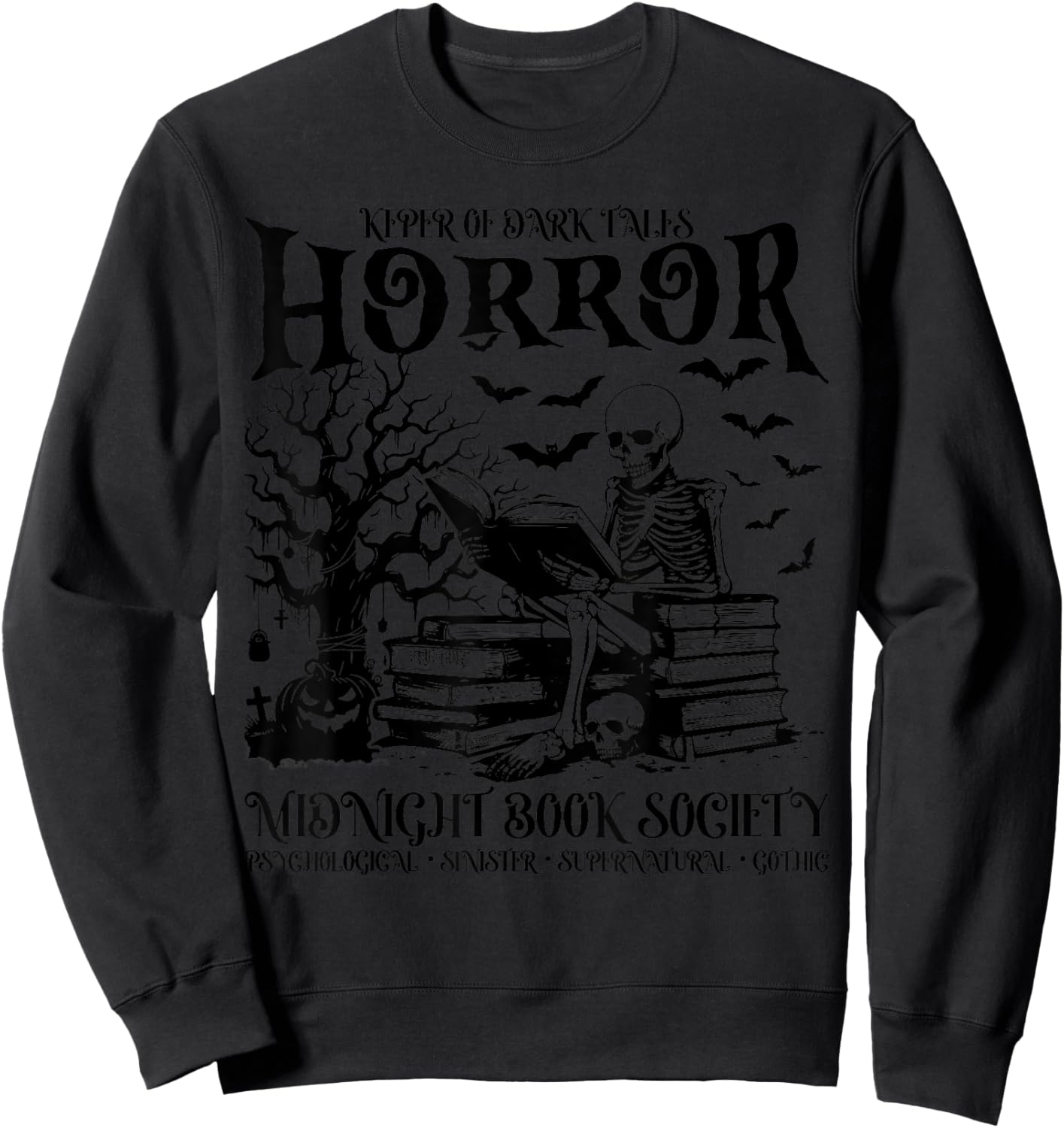 Halloween Horror Midnight Book Club Society Literary Reader Sweatshirt - Sweatshirt | Black