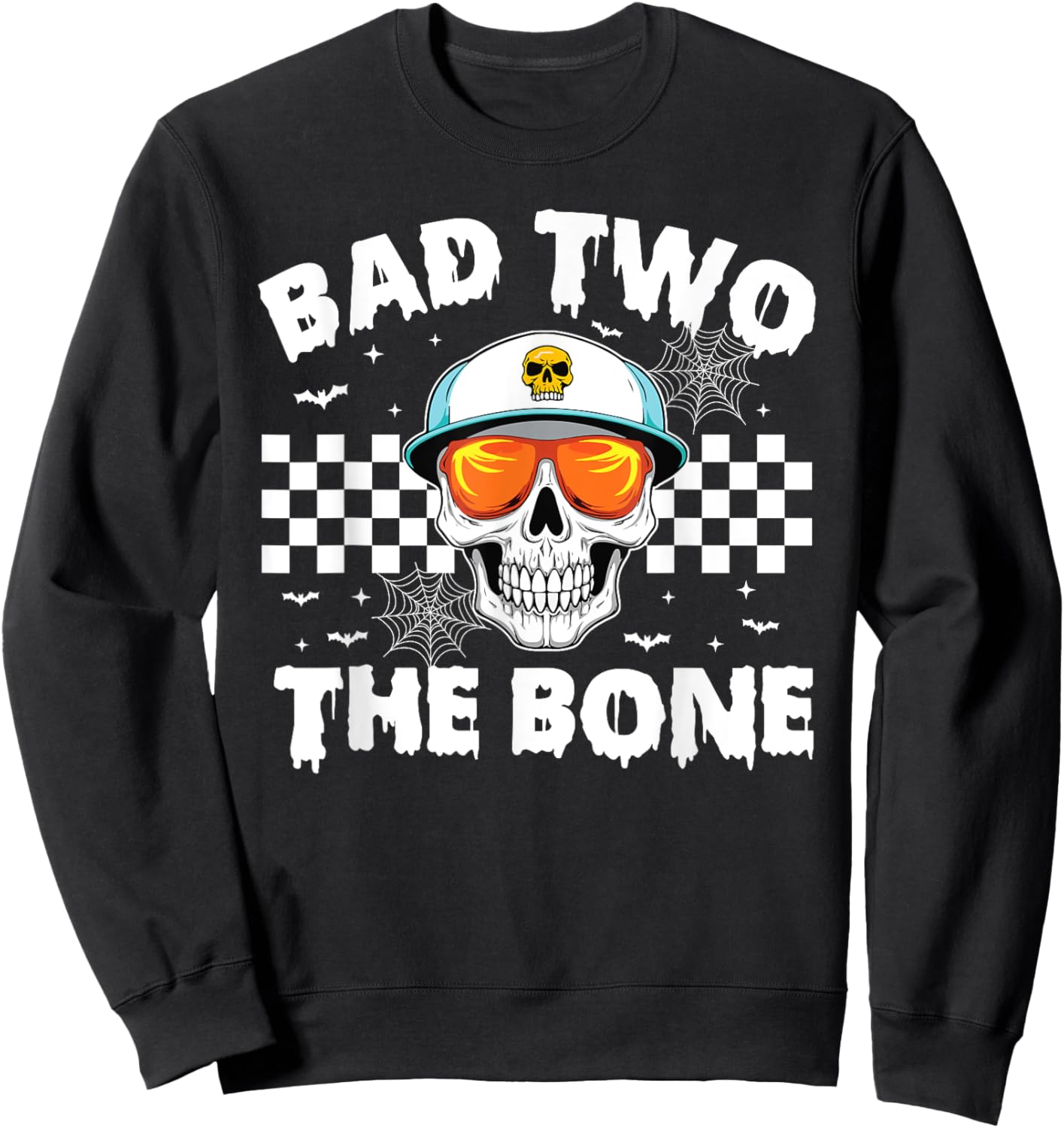 Bad To The Bone Skeleton Halloween TWO Birthday Toddler Kids Sweatshirt - Sweatshirt | Black