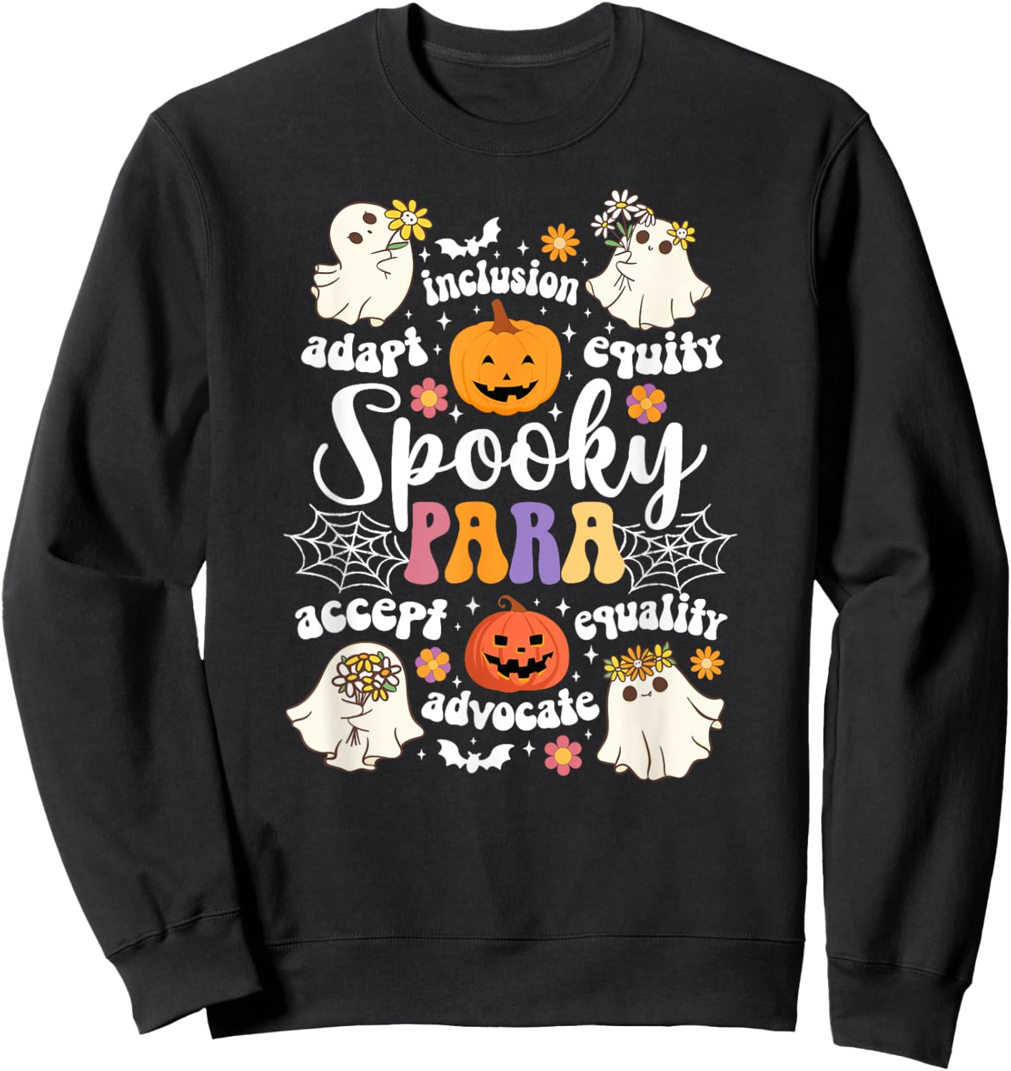 Spooky Para Halloween Parapro Groovy Paraprofessional Sweatshirt - Sweatshirt | Black