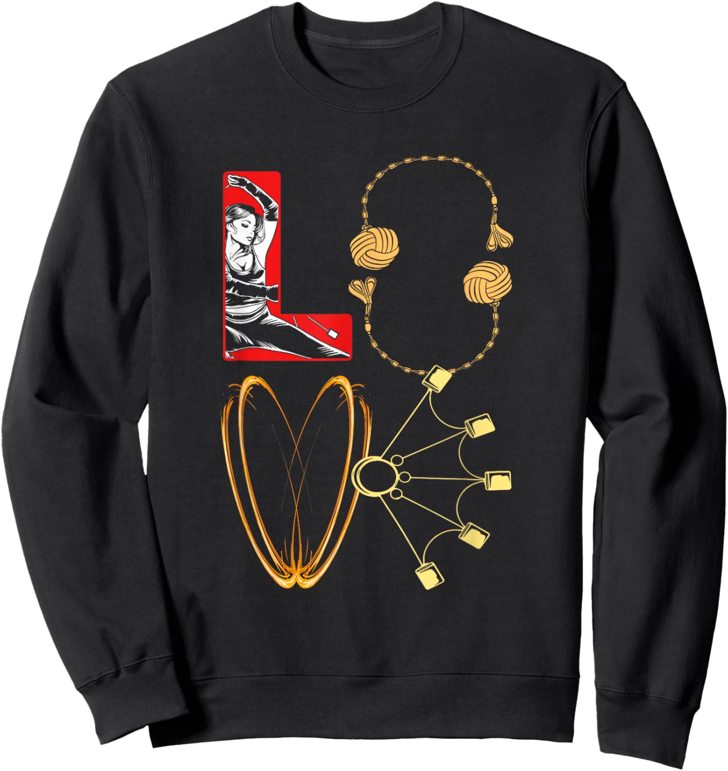 Fire Spinner Love Fire Spinning Equipment Sweatshirt - Sweatshirt | Black