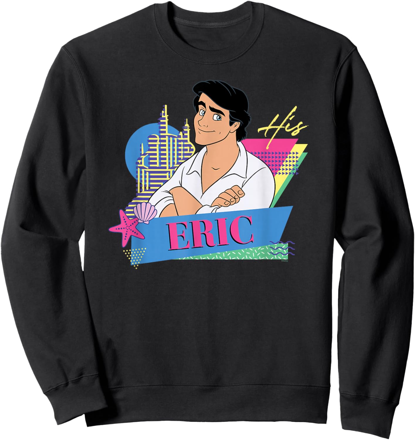 Disney The Little Mermaid Retro Couples Matching His Eric Sweatshirt - Sweatshirt | Black