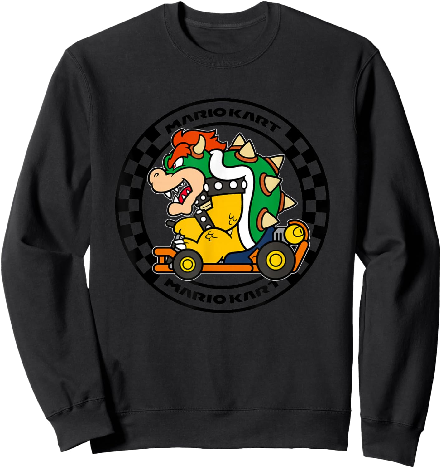 Mario Kart Bower Koopa Vintage Race Circle Sweatshirt - Sweatshirt | Black