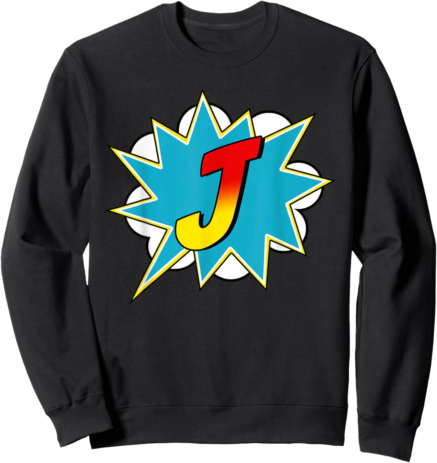 Letter J Superhero Name Comic Letter Retro Costume Sweatshirt - Sweatshirt | Black