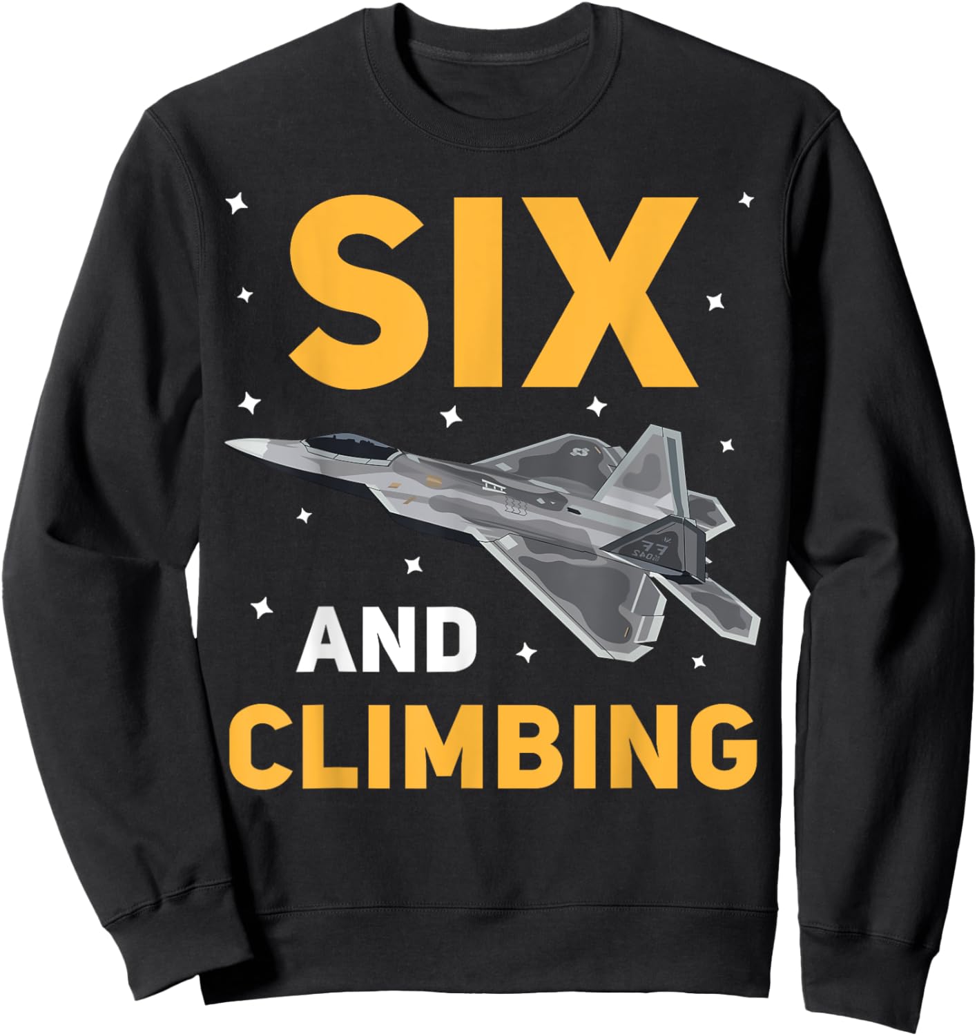 Jet Fighter Plane 6 Year Old Birthday Party For Boys Sweatshirt - Sweatshirt | Black