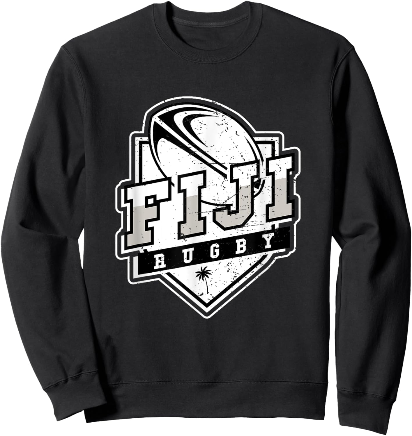 Fiji Pride Fiji Palm Tree Fijians Rugby Fan Vintage Sweatshirt - Sweatshirt | Black