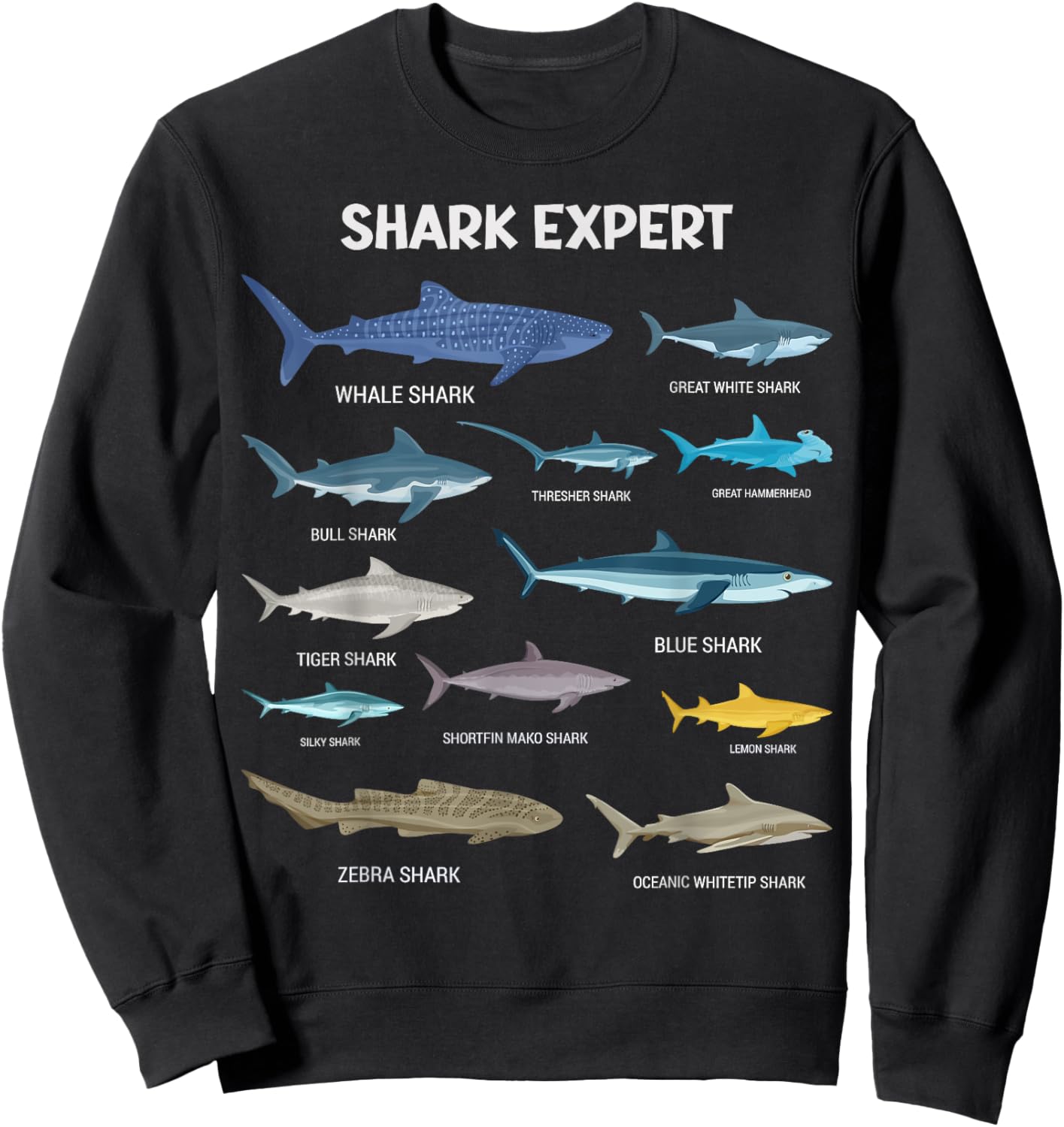 Shark Species , Kids & Toddler Boys Shark Sweatshirt - Sweatshirt | Black