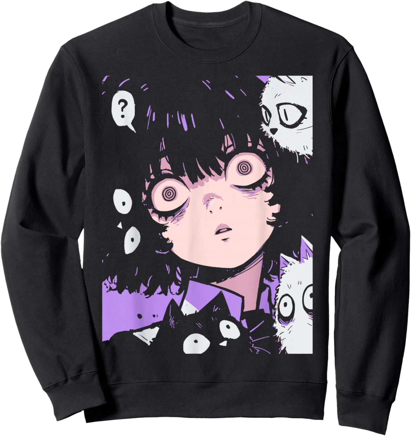 Horror Anime Manga Neko | Japan Japanese Creepy Kawaii Goth Sweatshirt - Sweatshirt | Black