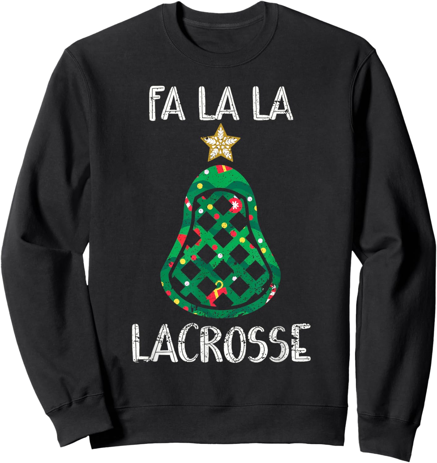 Funny Fa La Lacrosse Player Lax Christmas Sweatshirt - Sweatshirt | Black