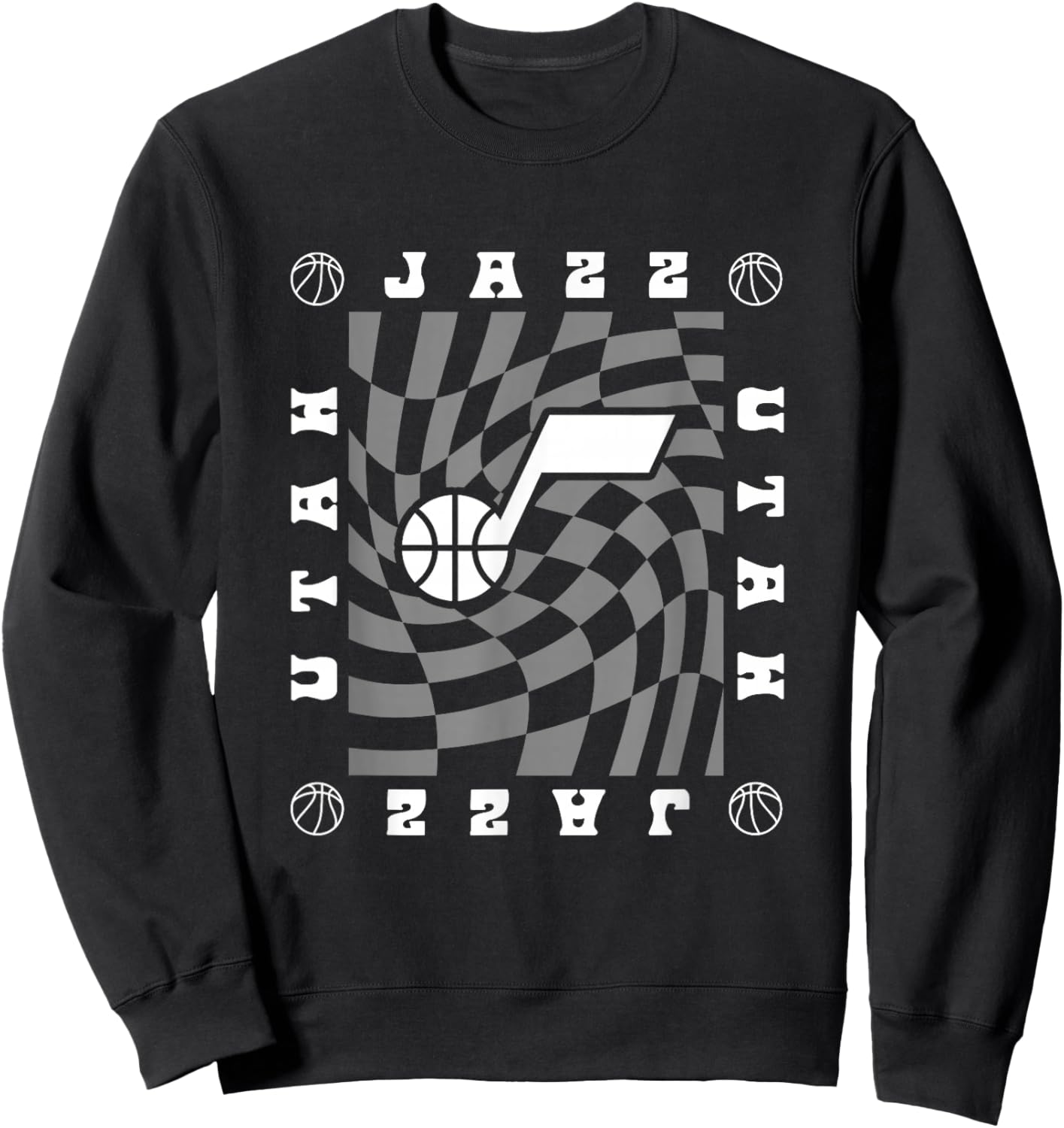 NBA Utah Jazz Retro Checkerboard Wave Sweatshirt - Sweatshirt | Black