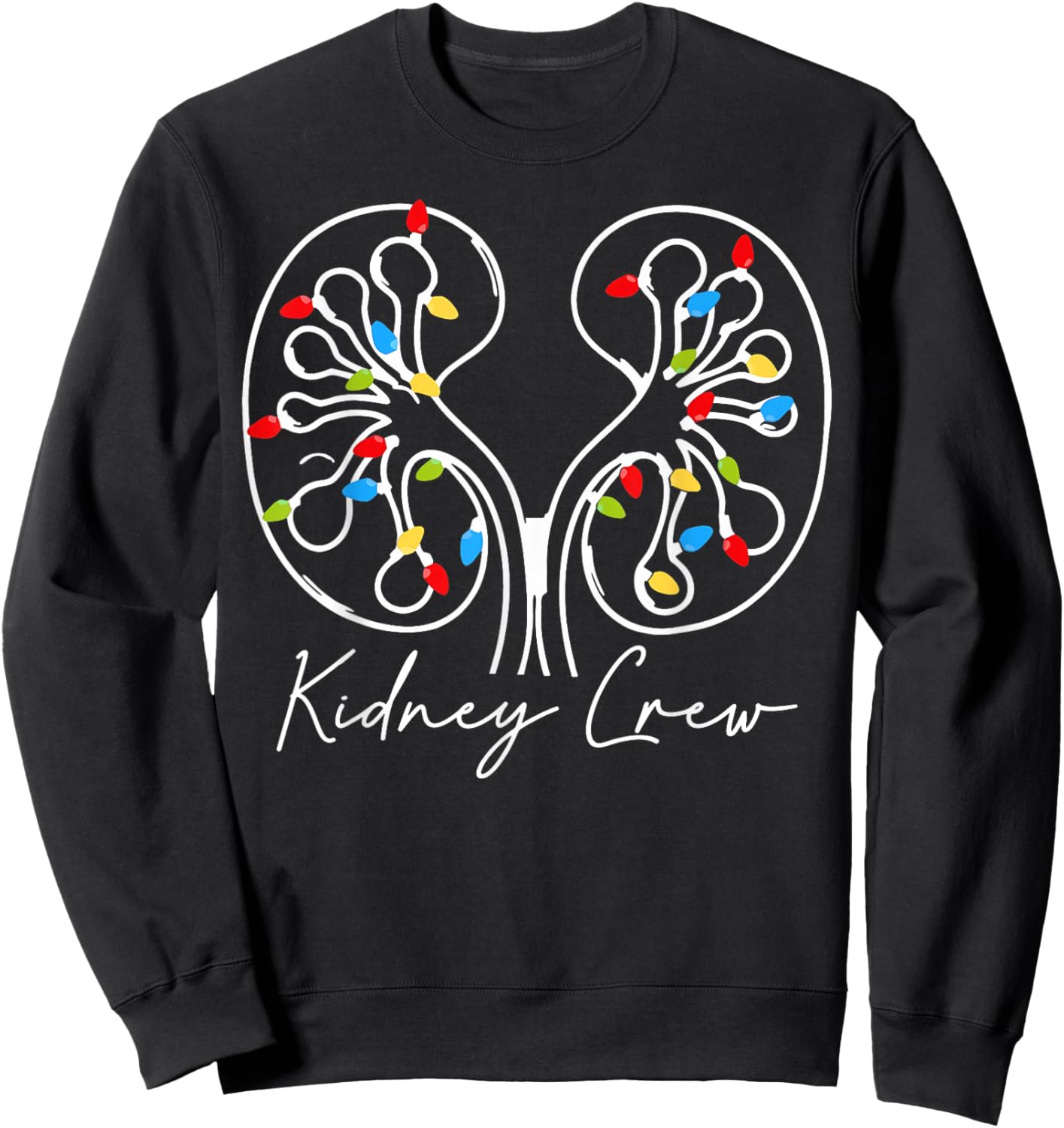 Christmas Lights Kidney Crew Dialysis Nurse Nephrology Squad Sweatshirt - Sweatshirt | Black