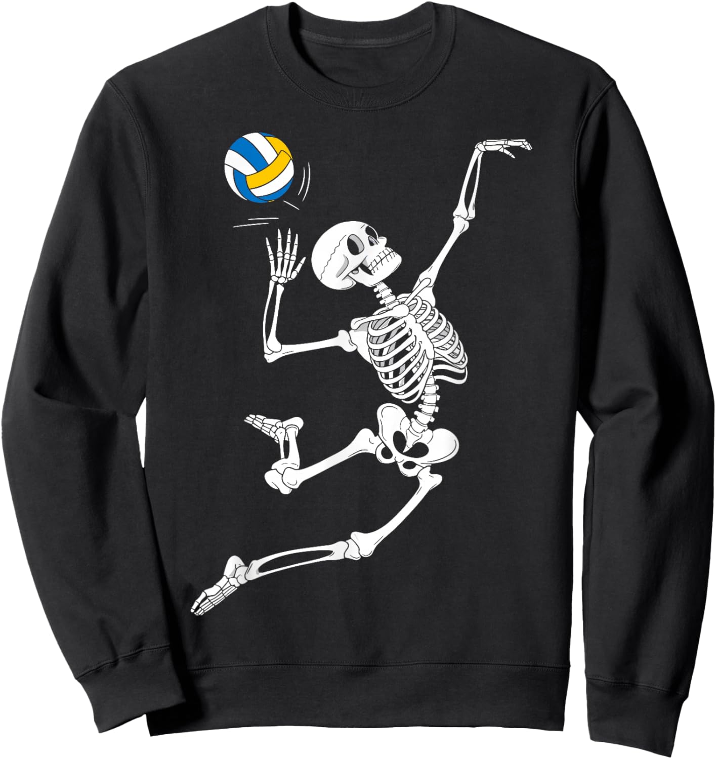 Funny Skeleton Playing Volleyball Lovers Spooky Halloween Sweatshirt - Sweatshirt | Black