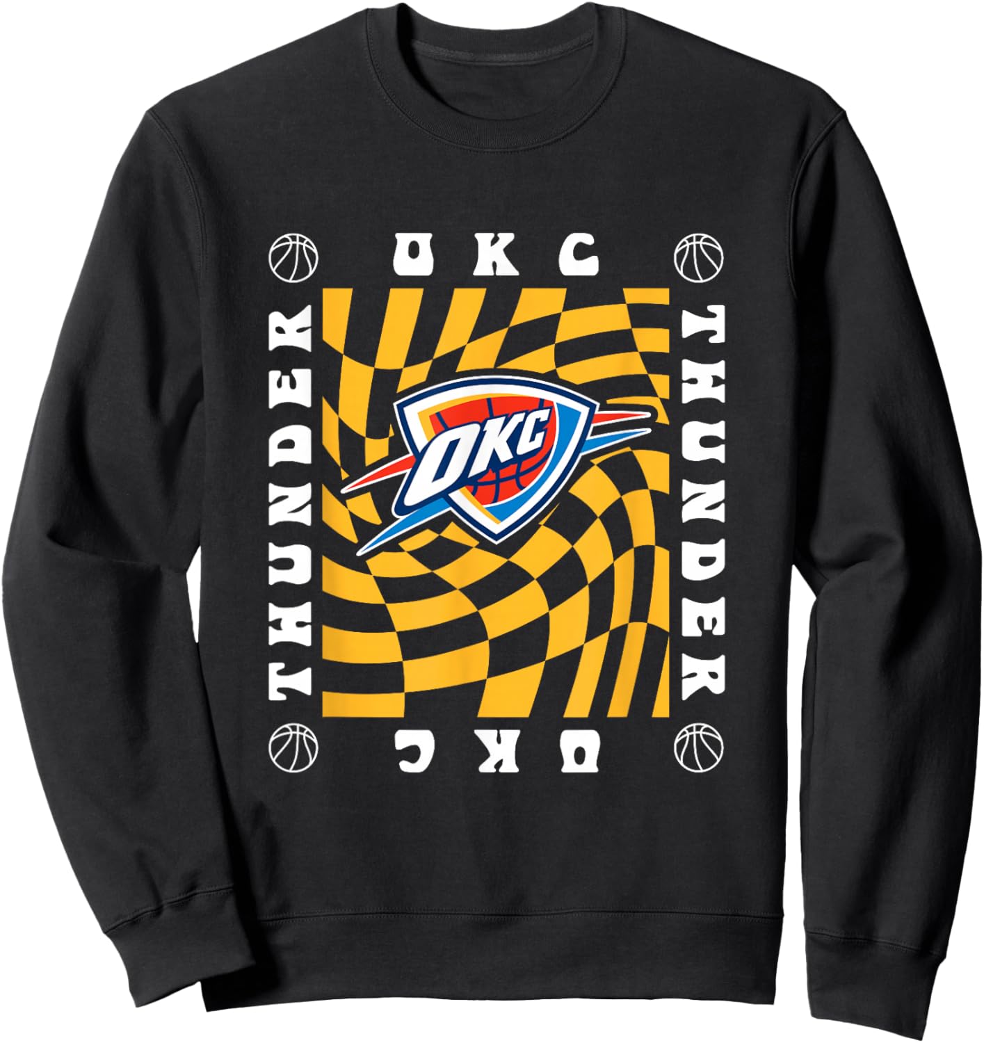 NBA Oklahoma City Thunder Retro Checkerboard Wave Sweatshirt - Sweatshirt | Black