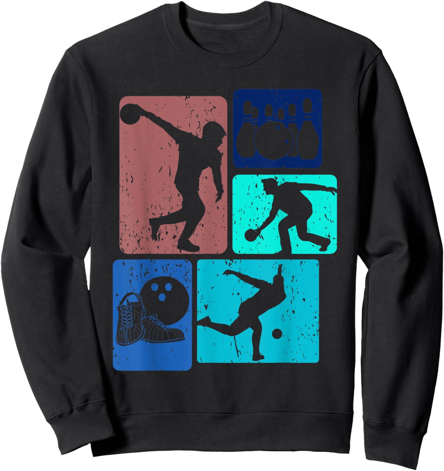 Funny Bowling Player Bowler Vintage Bowl Game Enthusiast Sweatshirt - Sweatshirt | Black