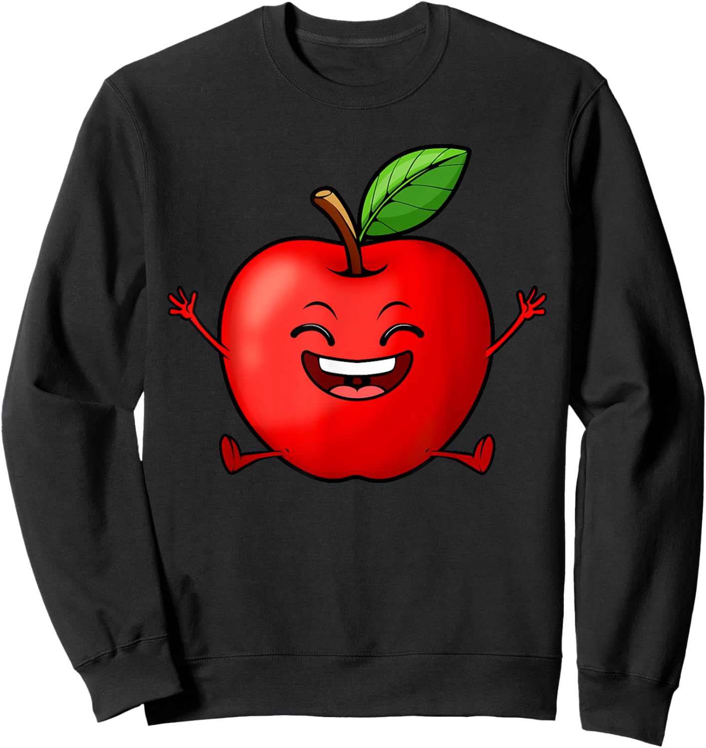 Cute Red Apple Design Women Kids Red Apple Lovers Sweatshirt - Sweatshirt | Black