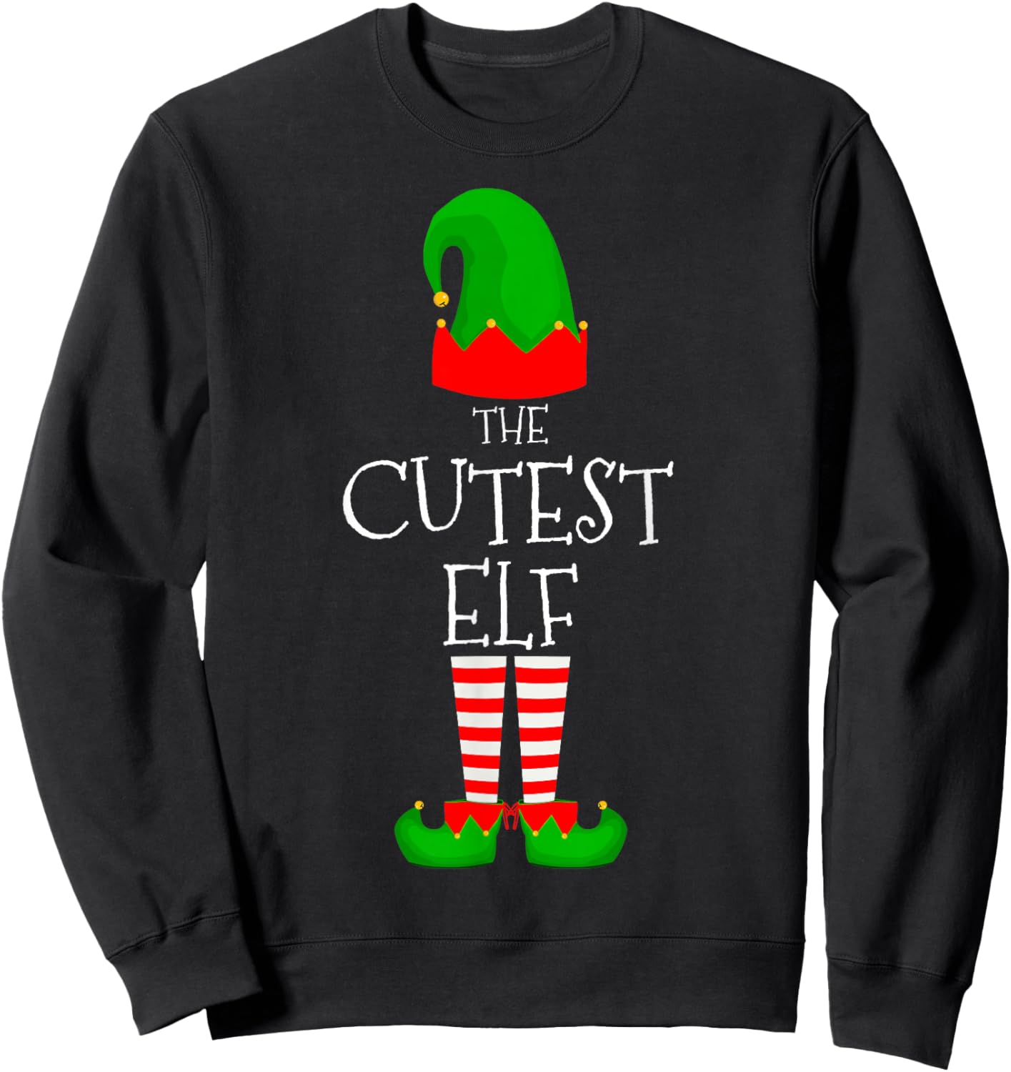 Cutest Elf Family Matching Group Funny Christmas Cute Girls Sweatshirt - Sweatshirt | Black