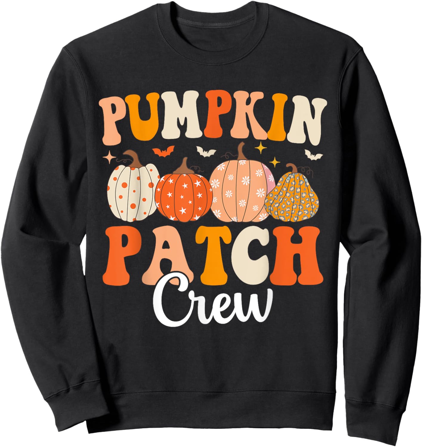 Pumpkin Patch Crew Matching Family Groovy Fall Halloween Sweatshirt - Sweatshirt | Black
