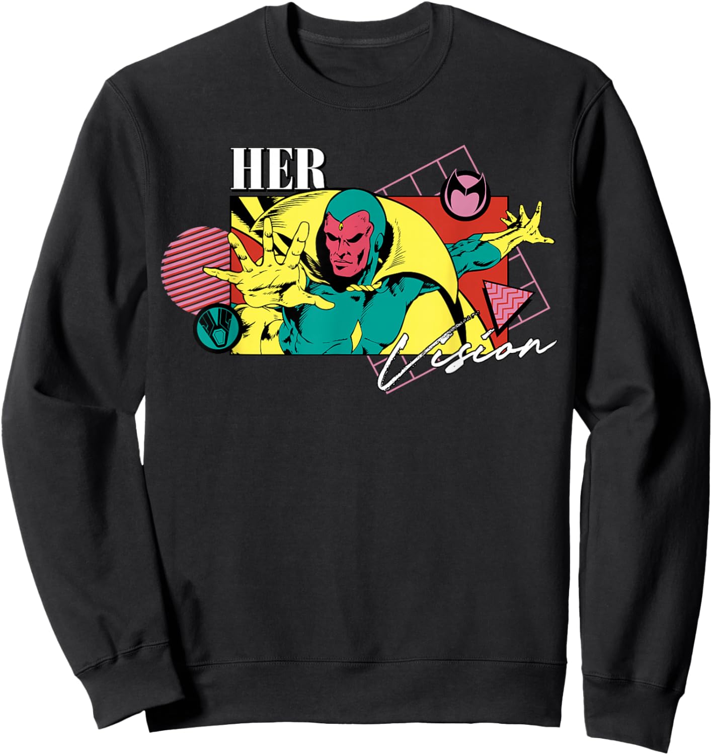 Marvel Valentine's Day '90s Couples Matching Her Vision Sweatshirt - Sweatshirt | Black