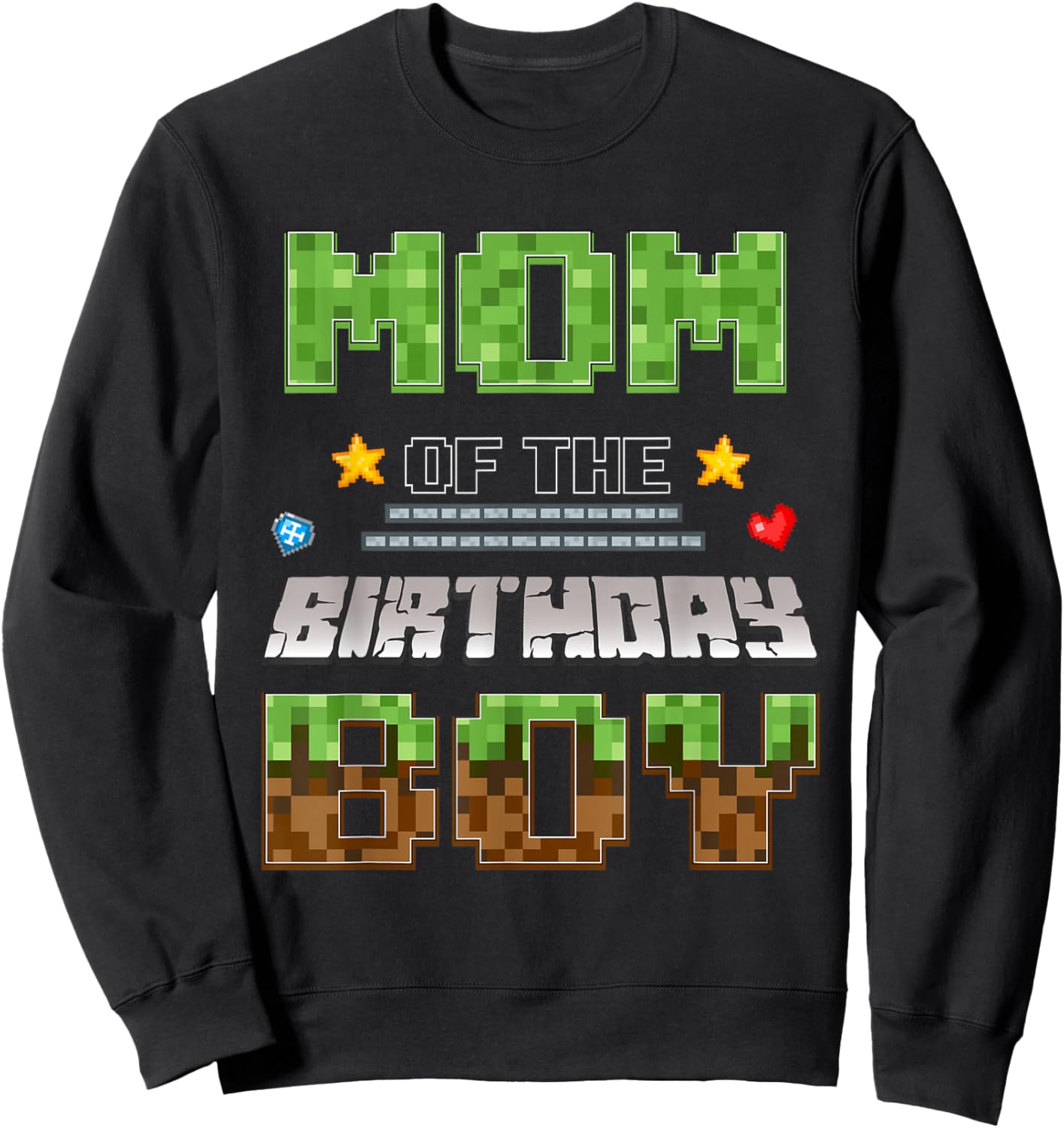 Mom of The Birthday Boy Video Gamer Pixel Birthday Party Sweatshirt - Sweatshirt | Black
