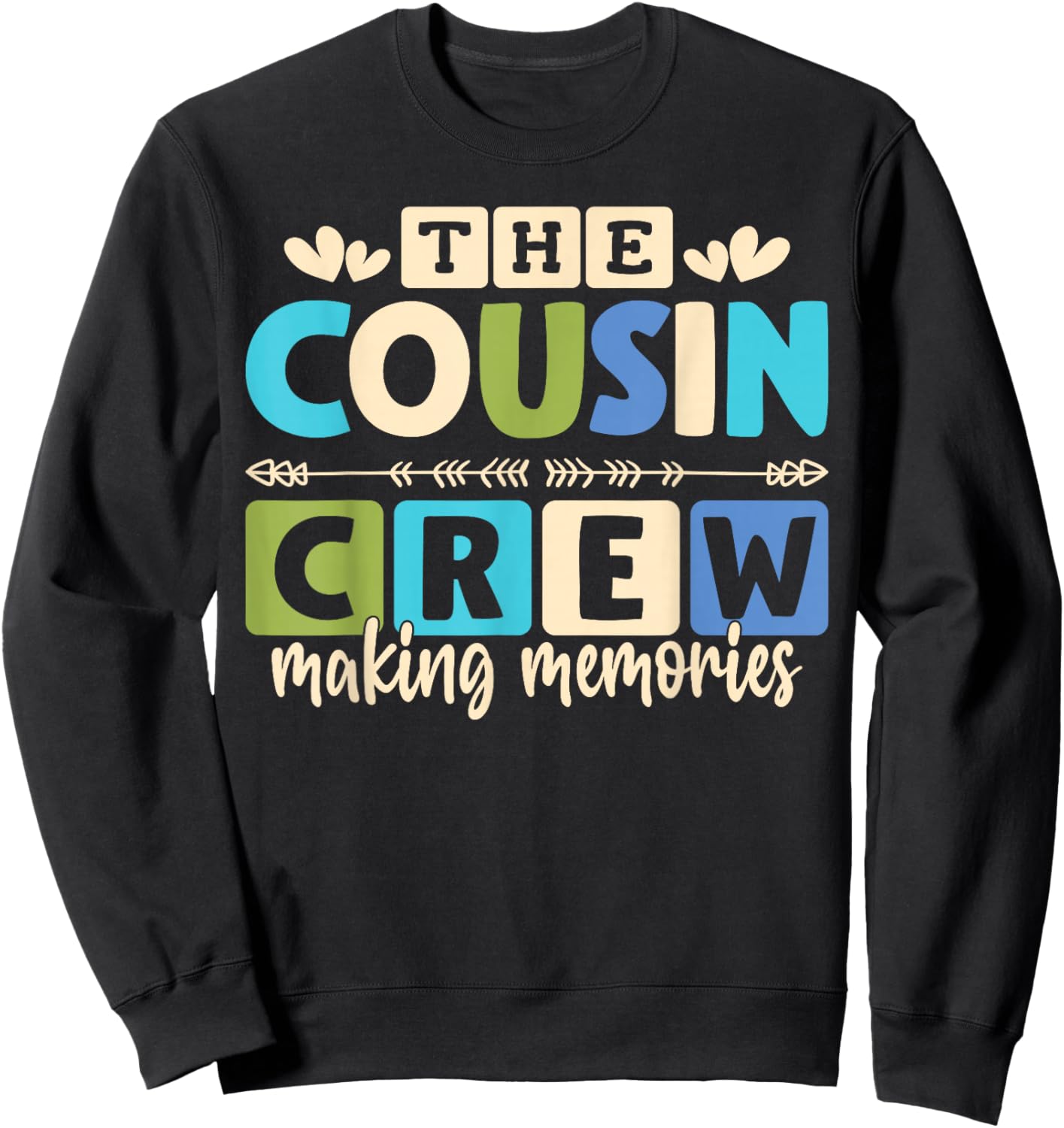 Cousin Crew 2025 Making Memories Family Vacation Camp Kids Sweatshirt - Sweatshirt | Black