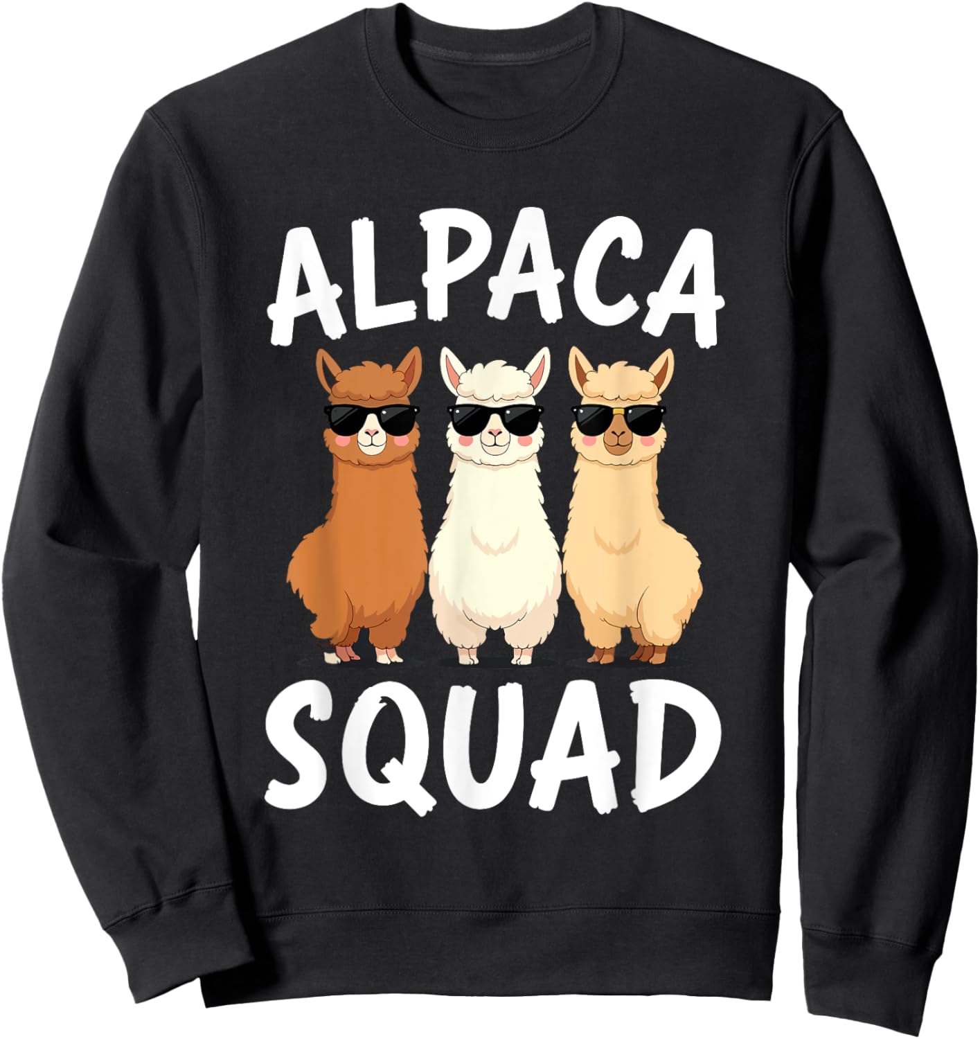 Alpaca Art Men Women Boys Girls Kids Funny Alpaca Sweatshirt - Sweatshirt | Black