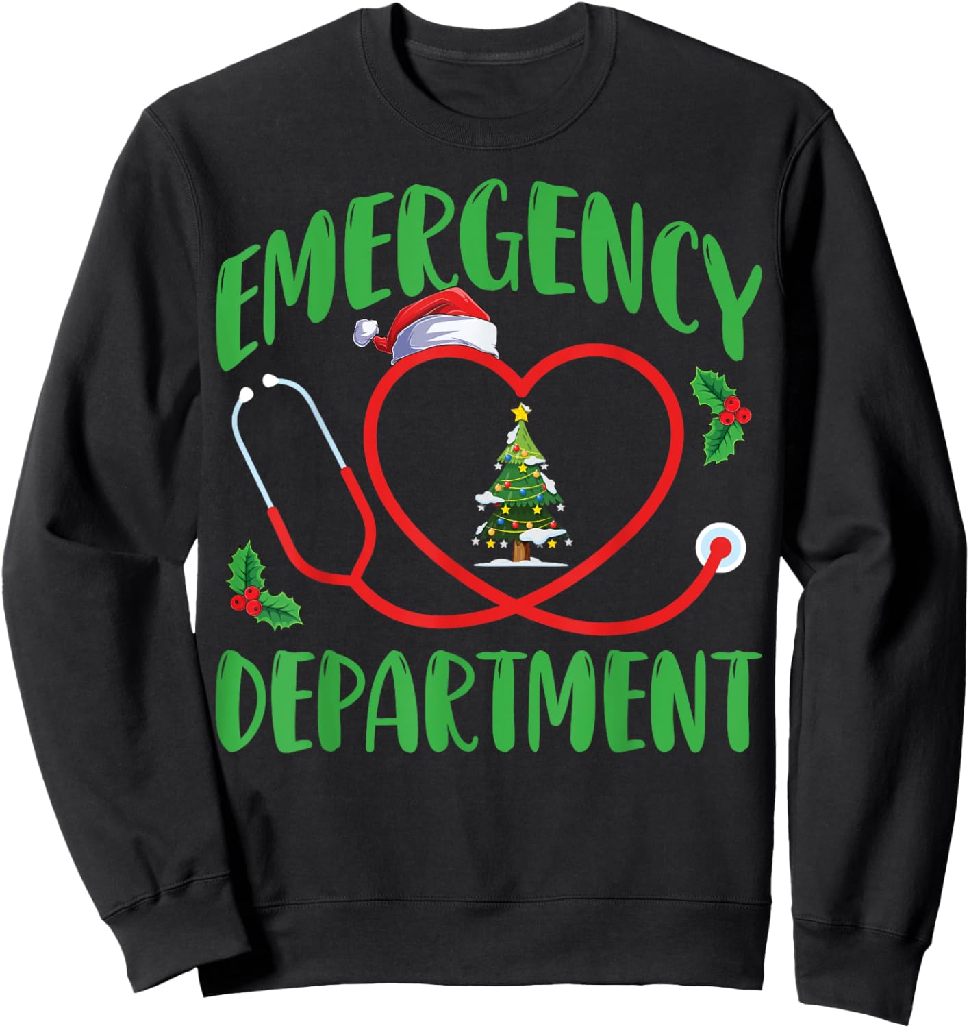 Emergency Department ER Emergency Room Nurse Christmas Sweatshirt - Sweatshirt | Black