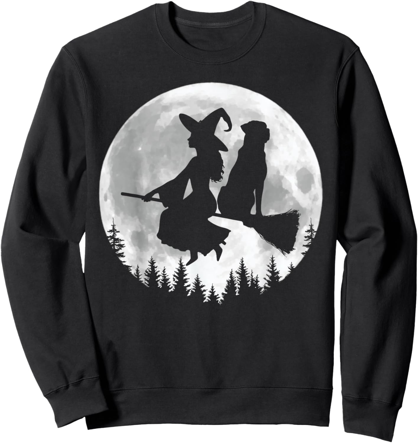 Fun Witch Rottweiler Broomstick Halloween Sweatshirt - Sweatshirt | Black