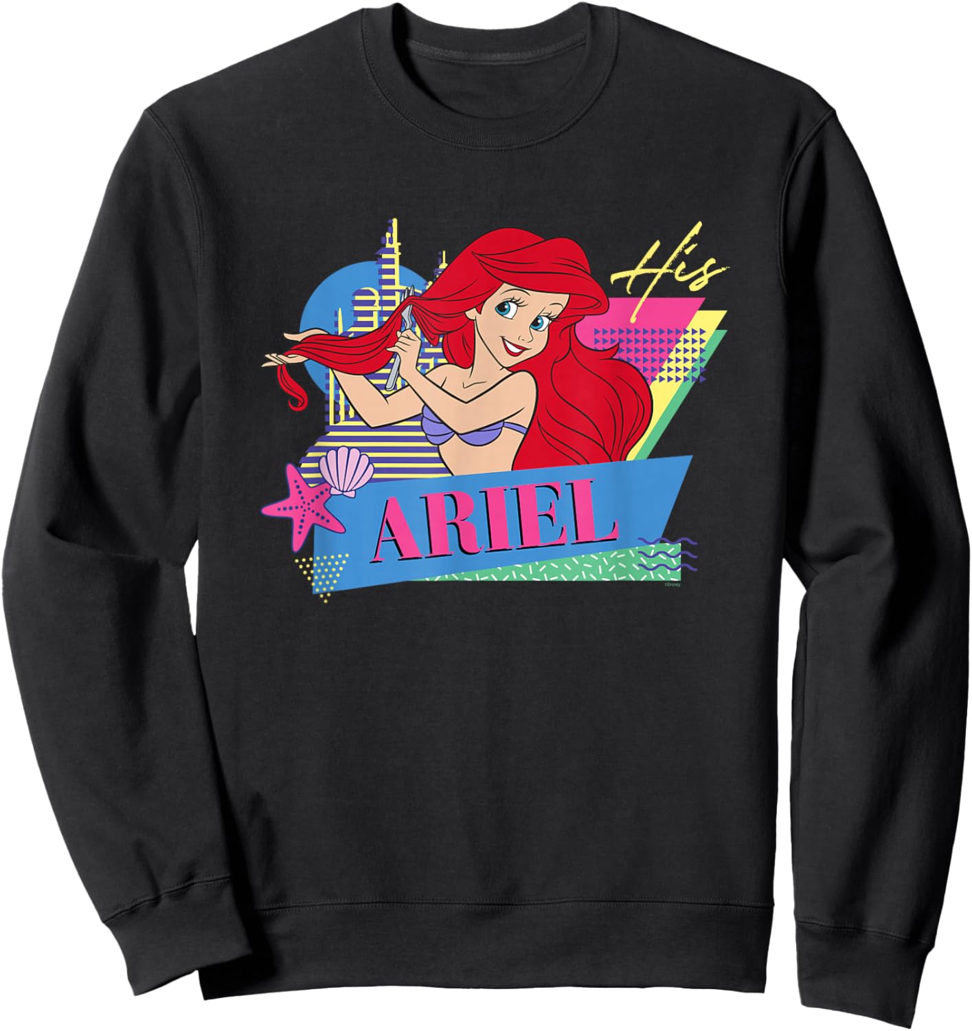 Disney The Little Mermaid Retro Couples Matching His Ariel Sweatshirt - Sweatshirt | Black