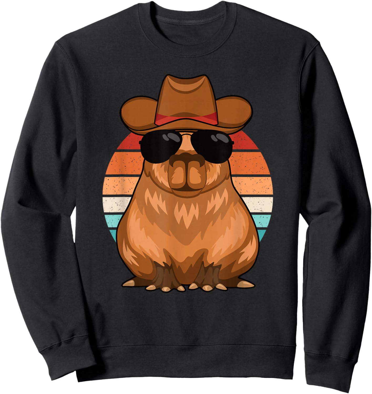 Funny Cowboy Capybara Retro Capybara Lover Men Boys Kids Sweatshirt - Sweatshirt | Black