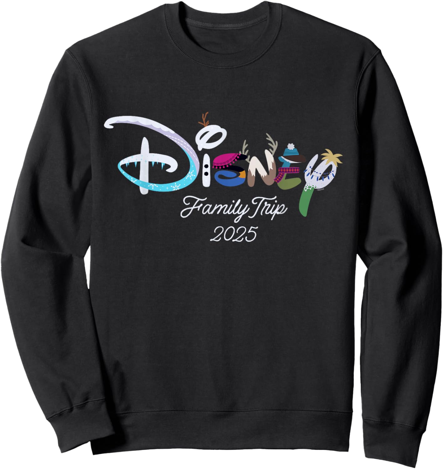 Disney Logo Frozen Elsa Anna Olaf Disney Family Trip 2025 Sweatshirt - Sweatshirt | Black