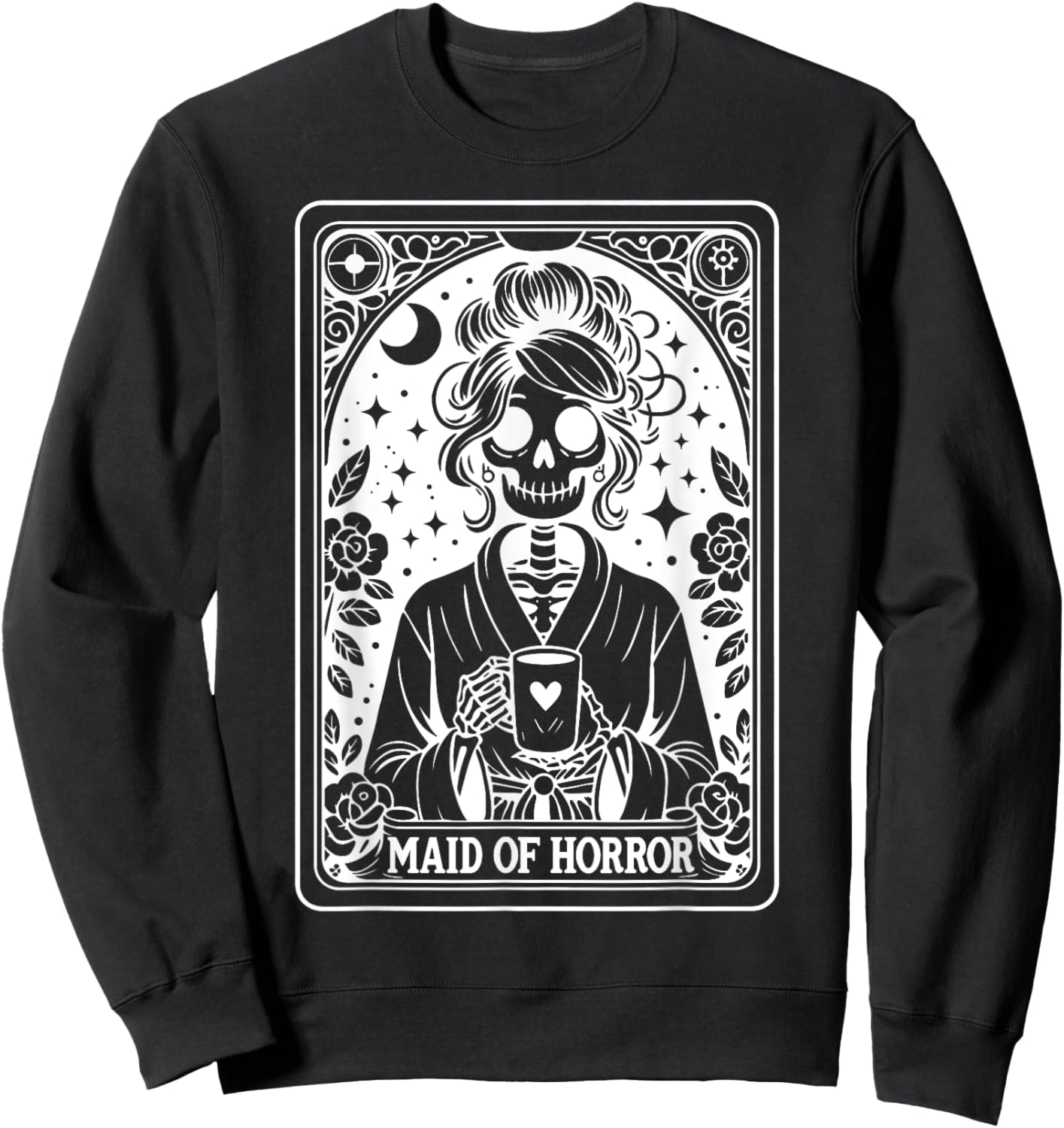 Maid Of Horror Tarot Card Bride Coven Gothic Bachelorette Sweatshirt - Sweatshirt | Black