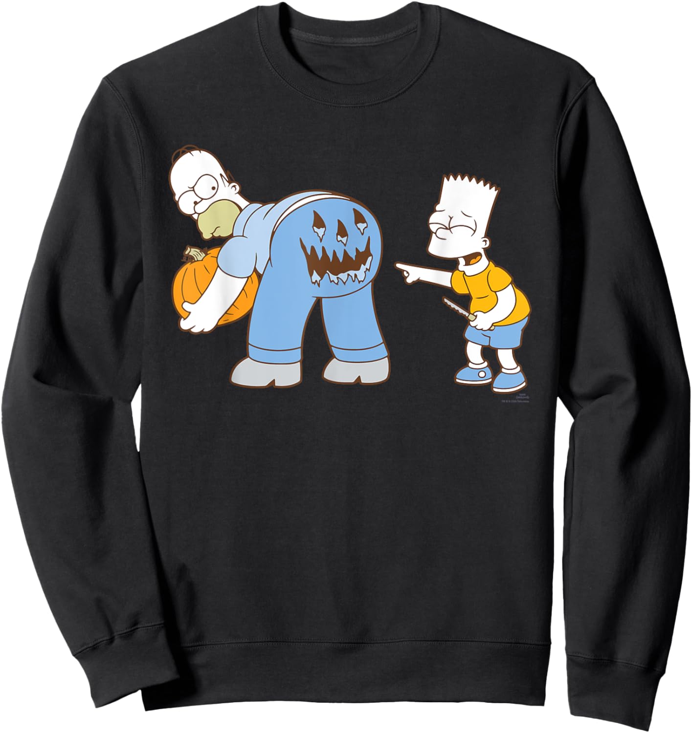 The Simpsons Halloween Bart and Homer Jack-O’-Lantern Butt Sweatshirt - Sweatshirt | Black