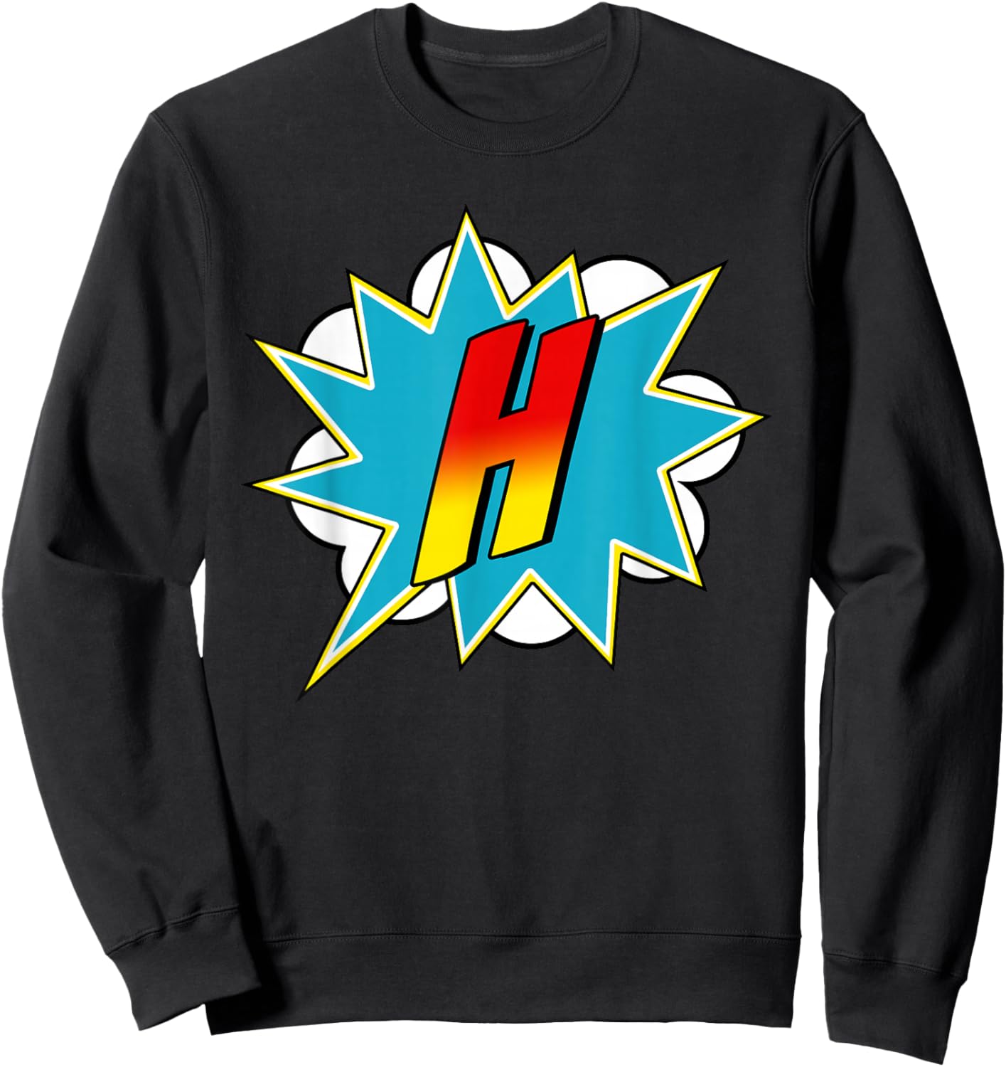 Letter H Superhero Name Comic Letter Retro Costume Sweatshirt - Sweatshirt | Black