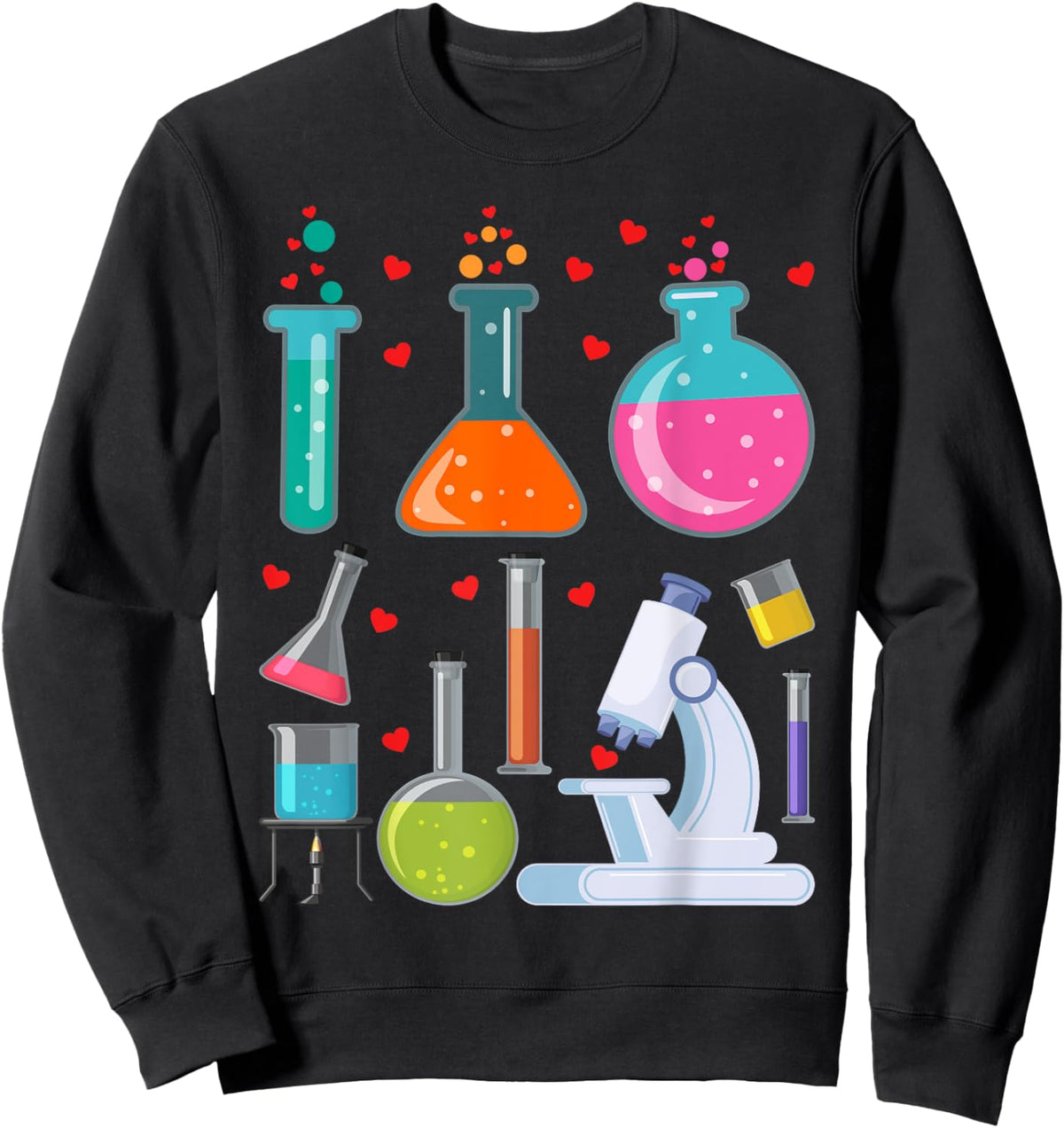 Cute Chemistry Hearts Science Valentines Nerd Sweatshirt - Sweatshirt | Black