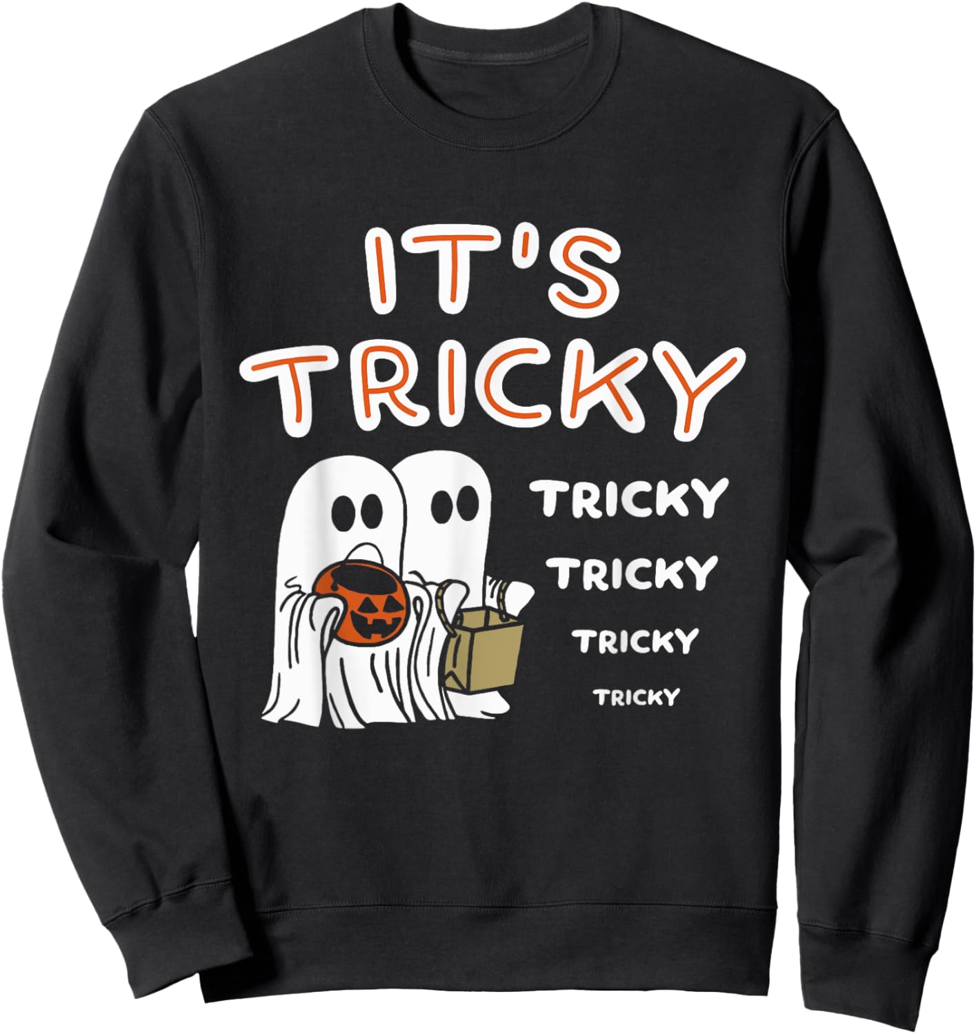 Funny Retro Ghosts Its Tricky Tricky Tricky Spooky Halloween Sweatshirt - Sweatshirt | Black