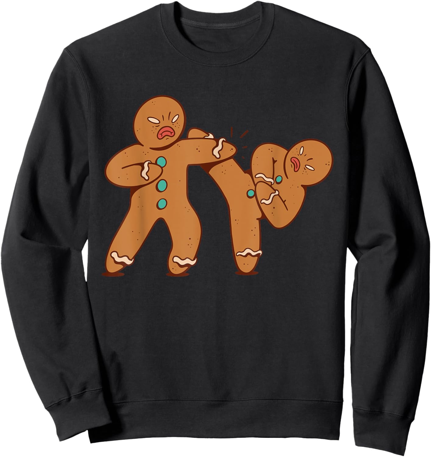 Funny Gingerbread Man Karate Cookie Funny Christmas Sweatshirt - Sweatshirt | Black