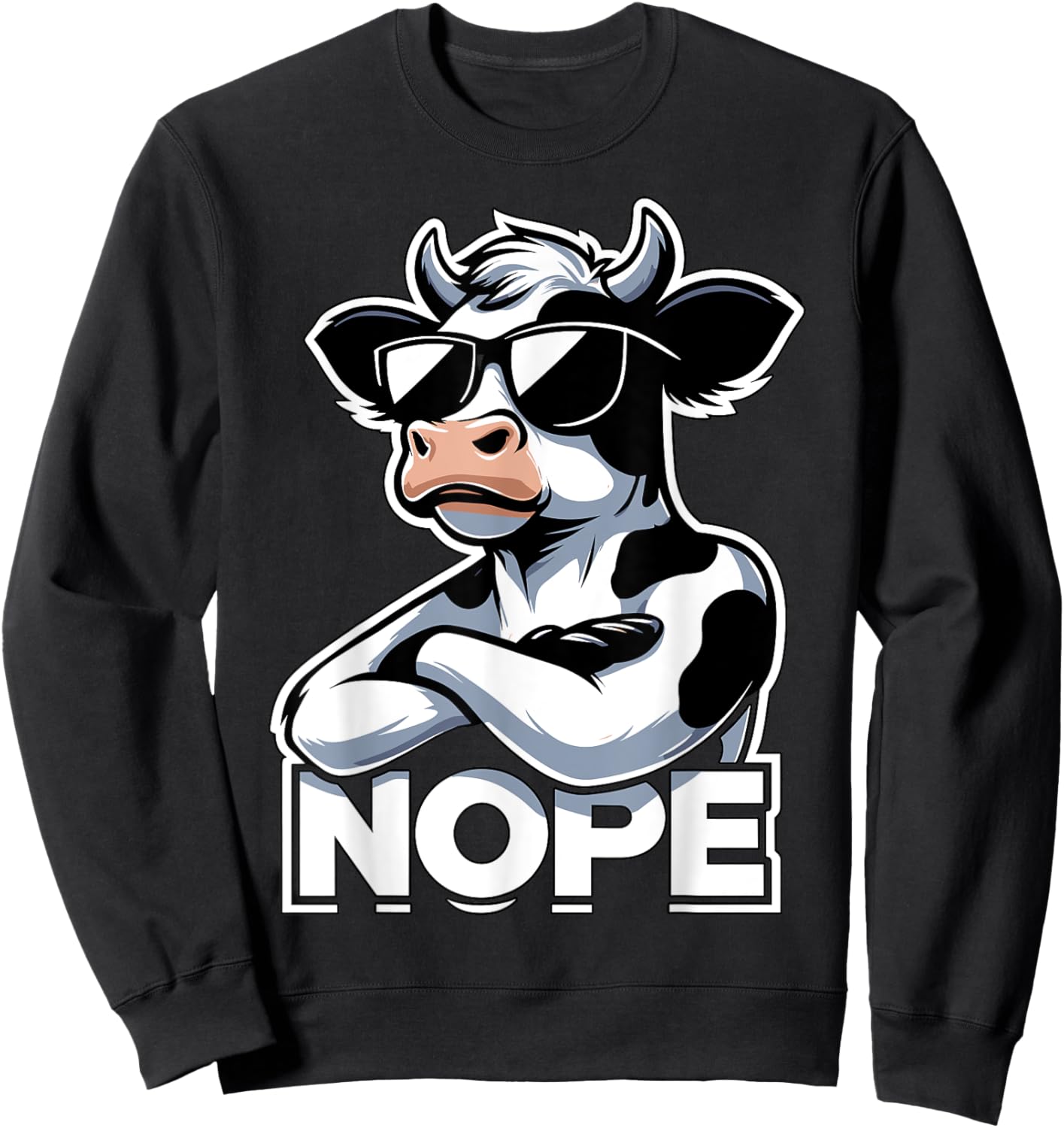 Nope Cow with Sunglasses Sweatshirt - Sweatshirt | Black