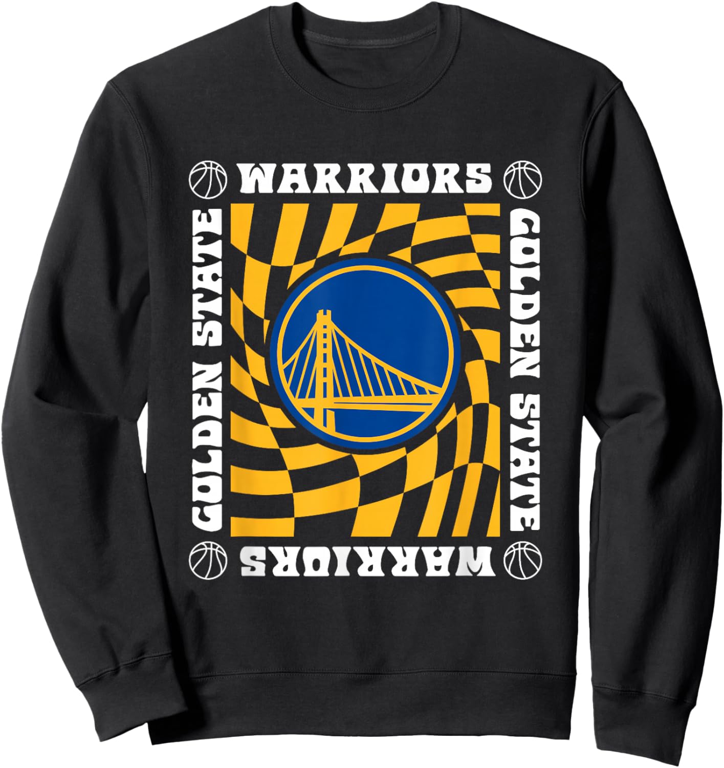 NBA Golden State Warriors Retro Checkerboard Wave Sweatshirt - Sweatshirt | Black