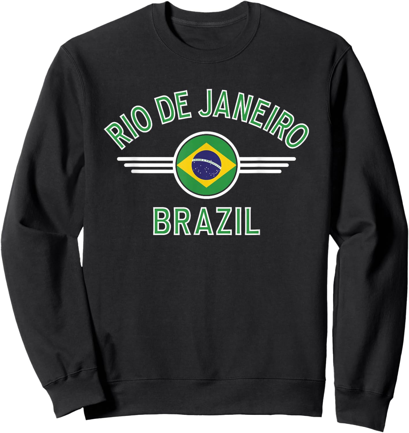 Rio de Janeiro Brazil Flag Circle Green Text Sweatshirt - Sweatshirt | Black